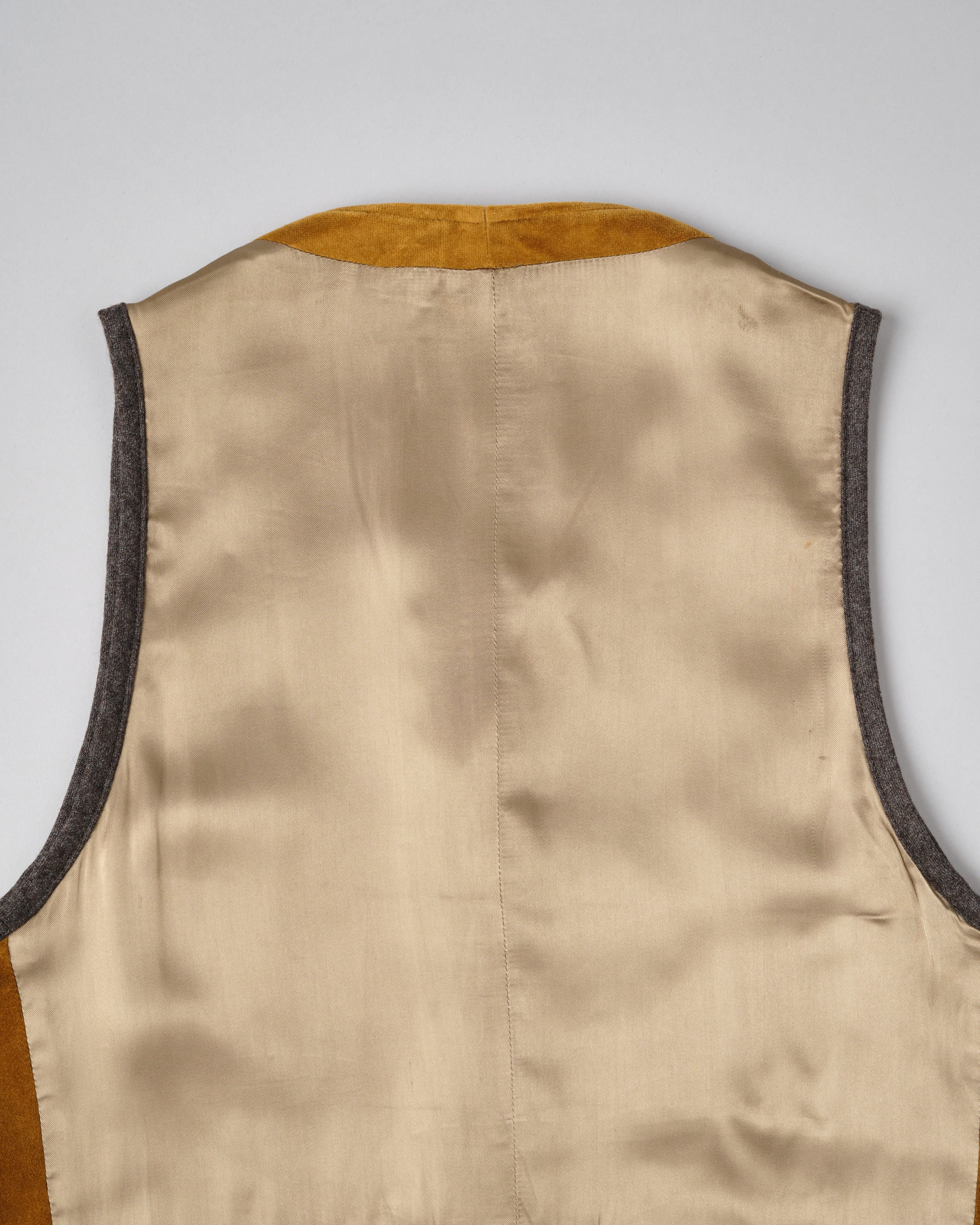 [~90's] Old DRIES VAN NOTEN Mixed Cotton Velour Vest Size.50