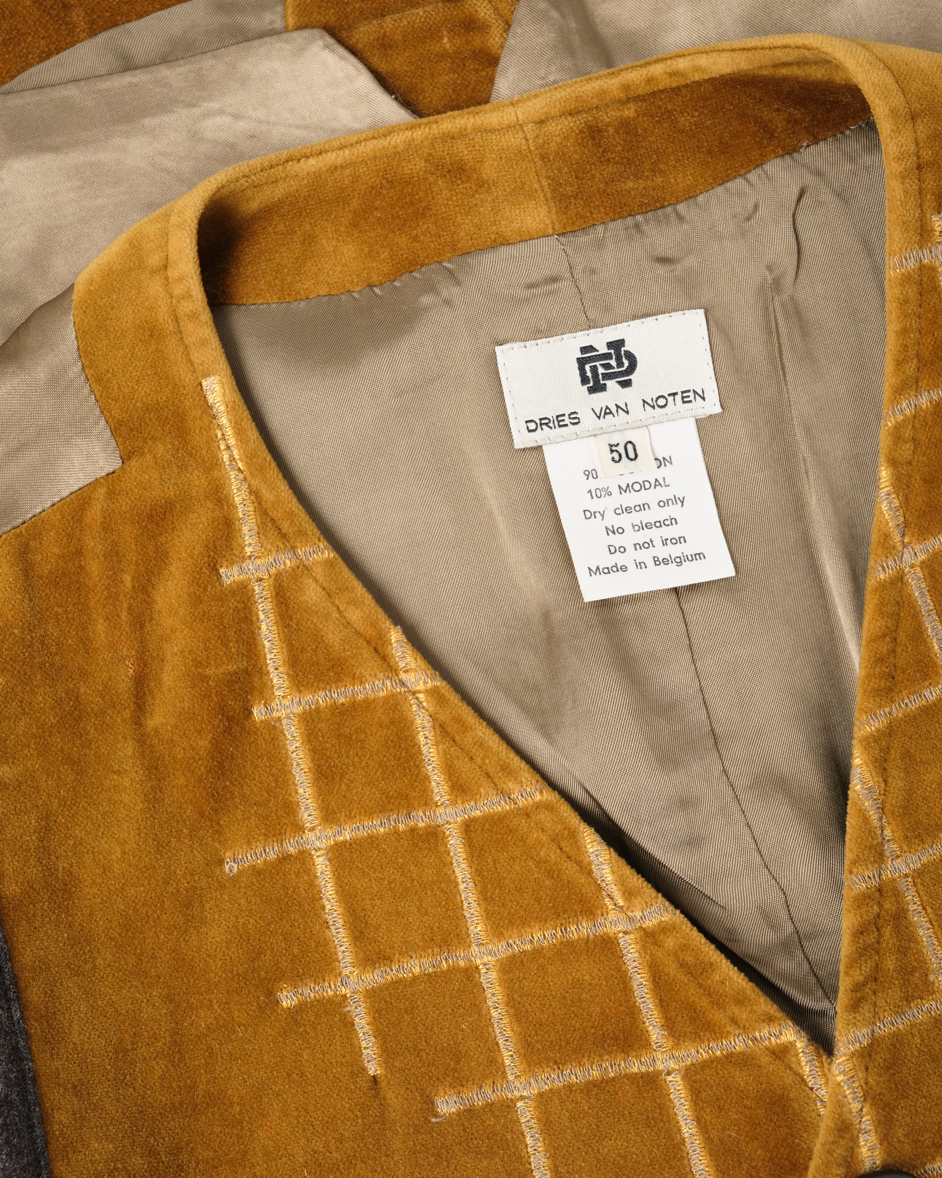 [~90's] Old DRIES VAN NOTEN Mixed Cotton Velour Vest Size.50