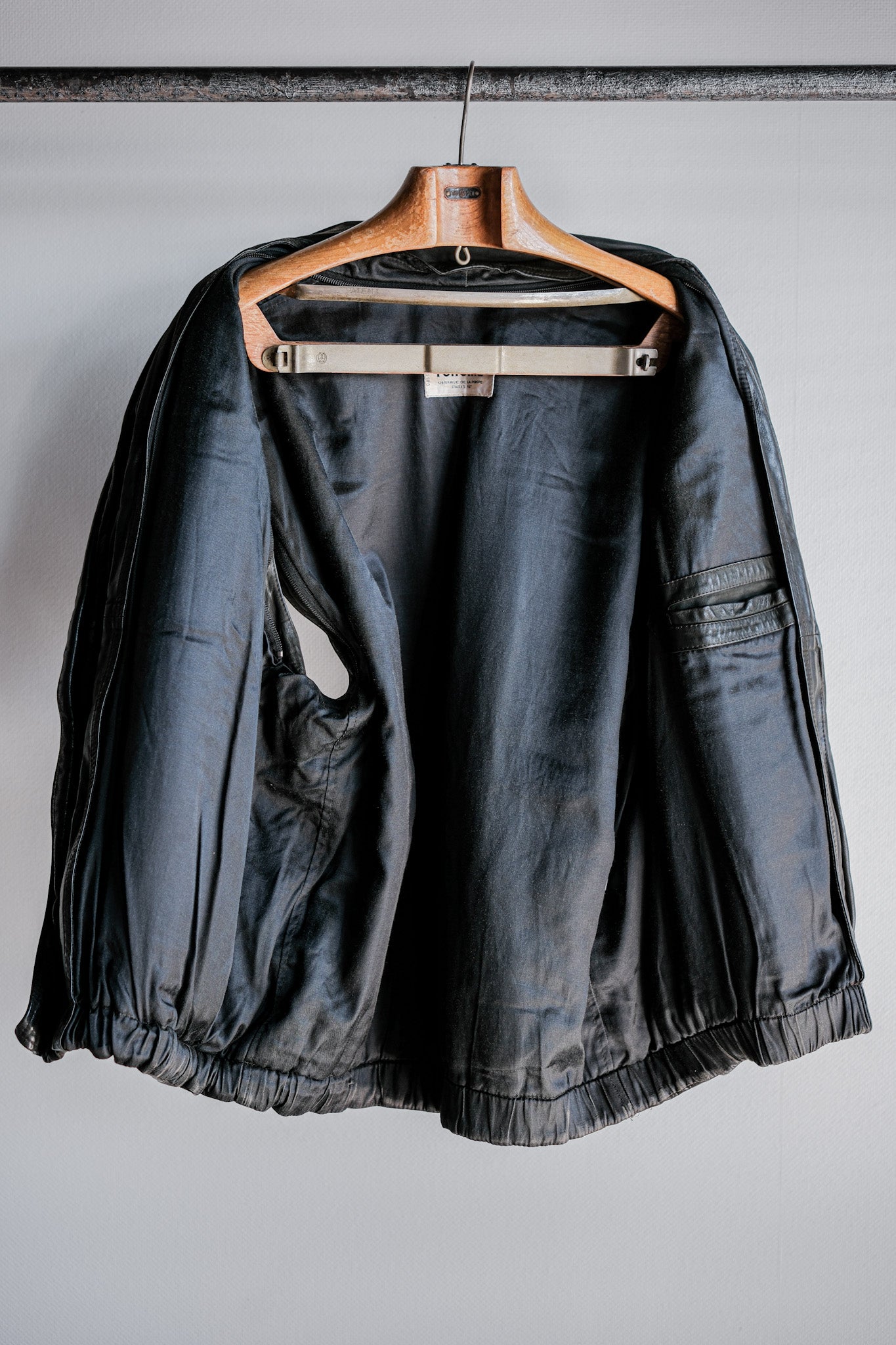 ［~90's］Old Renoma Paris Black Leather Detachable Sleeve Multi Pocket Jacket With Liner Size.XXL