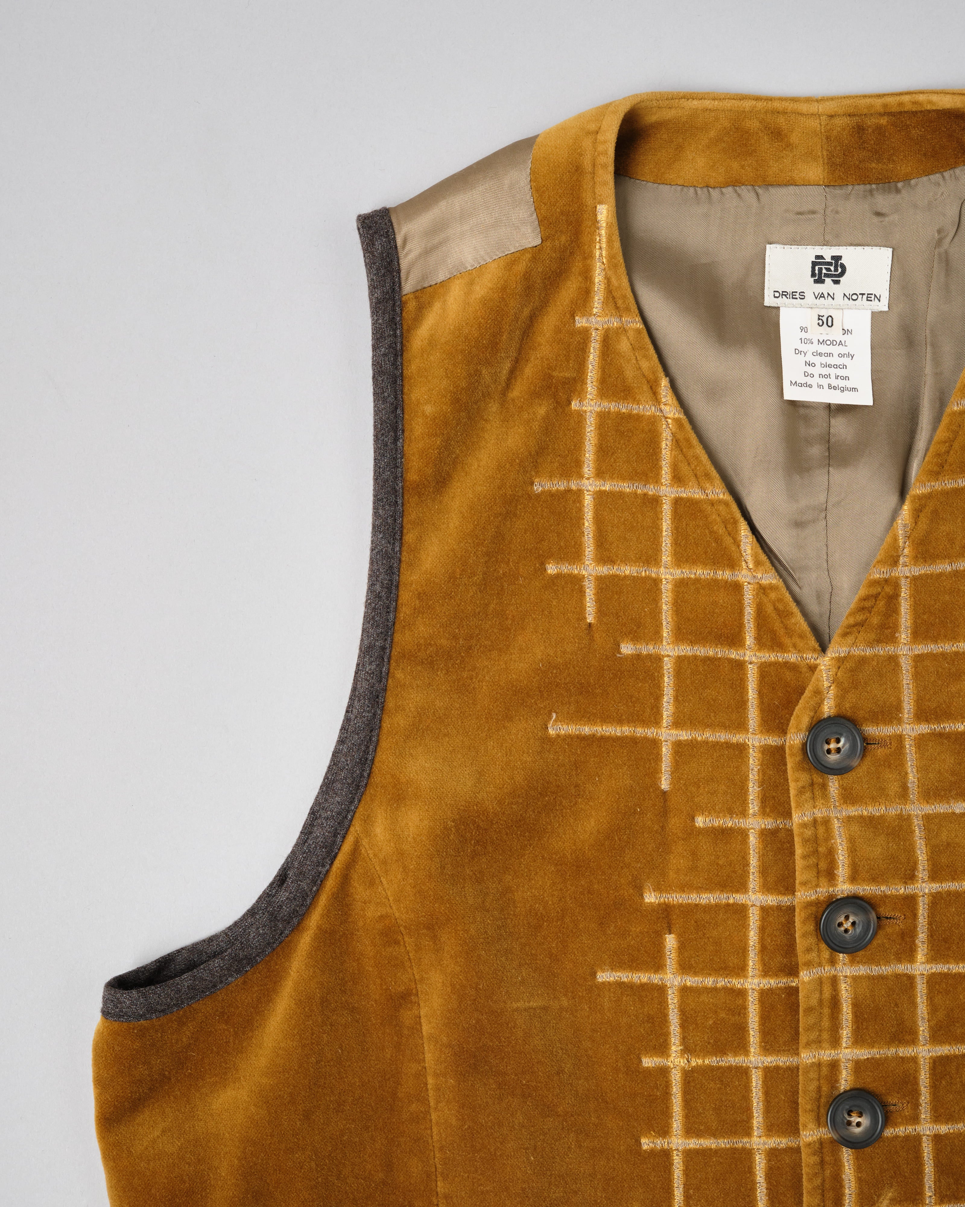 [~90's] Old DRIES VAN NOTEN Mixed Cotton Velour Vest Size.50
