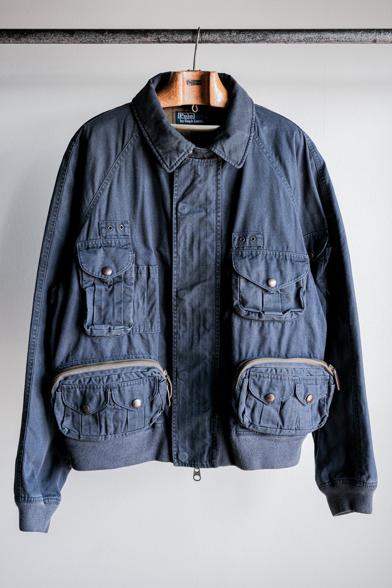［~00's］Old Polo Ralph Lauren Multi Pocket Cotton Blouson With Chin Strap Size.XL