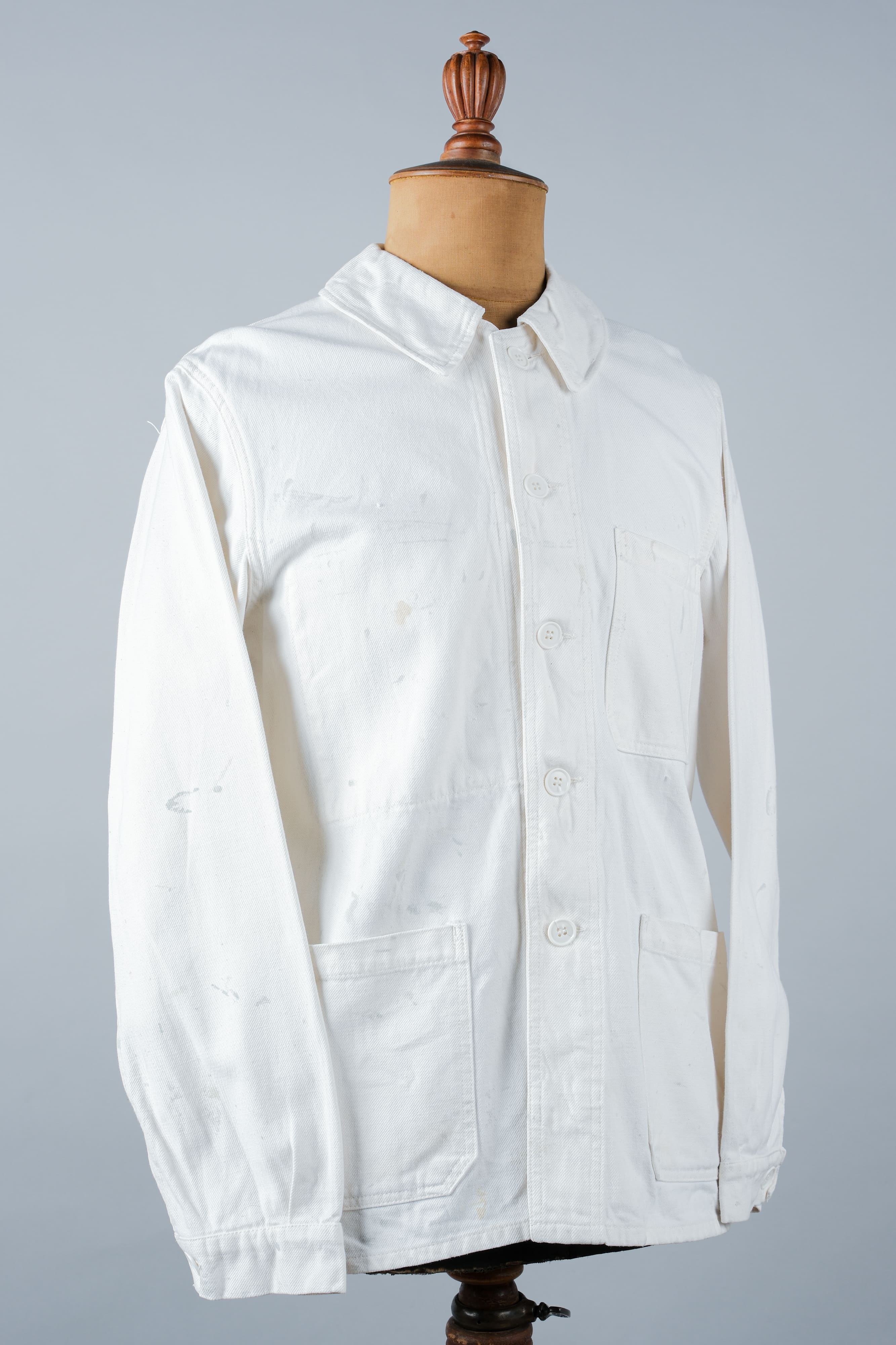 [~ 60's] French Vintage White Cotton Twill Work Jacket