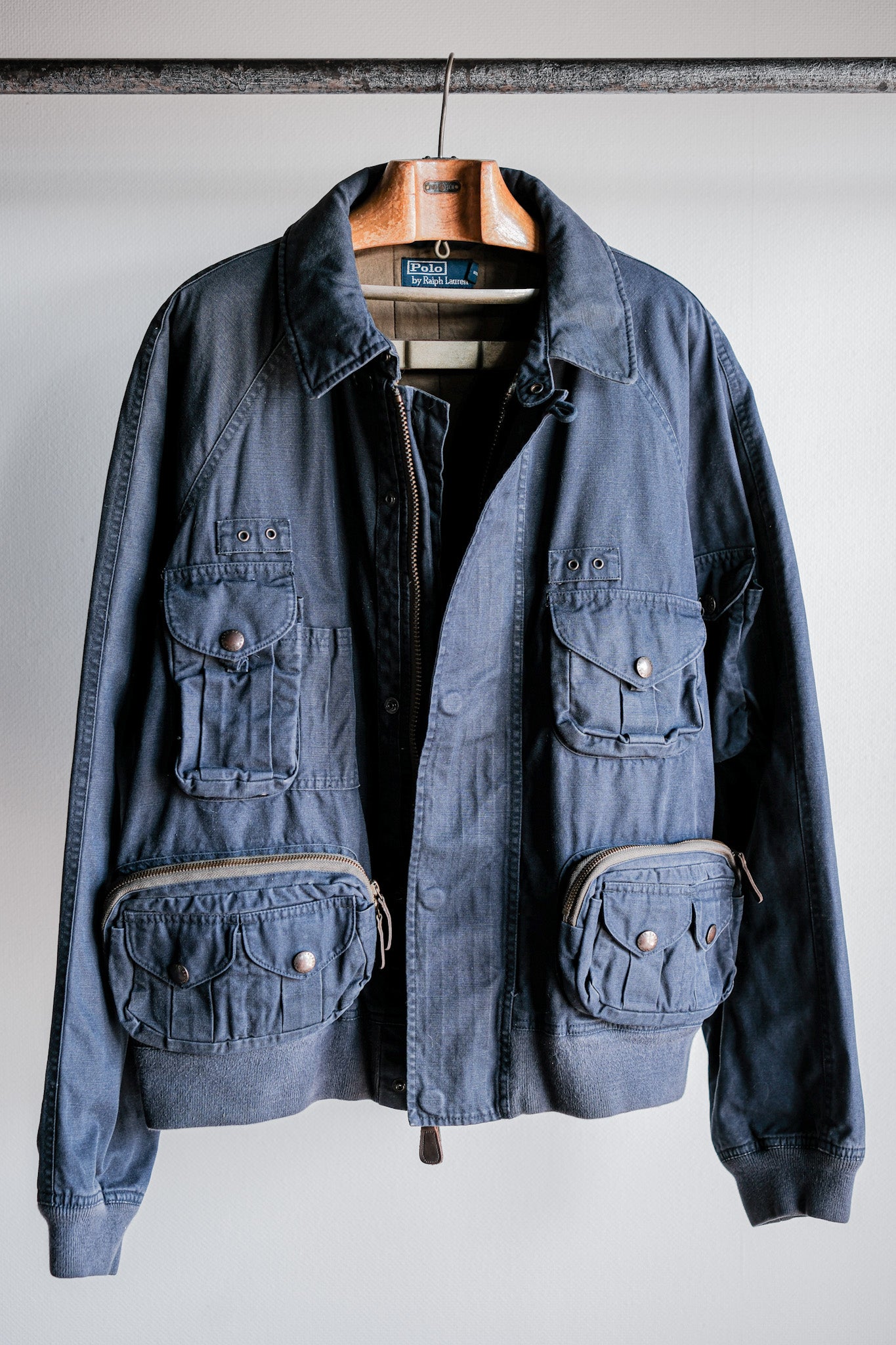 ［~00's］Old Polo Ralph Lauren Multi Pocket Cotton Blouson With Chin Strap Size.XL