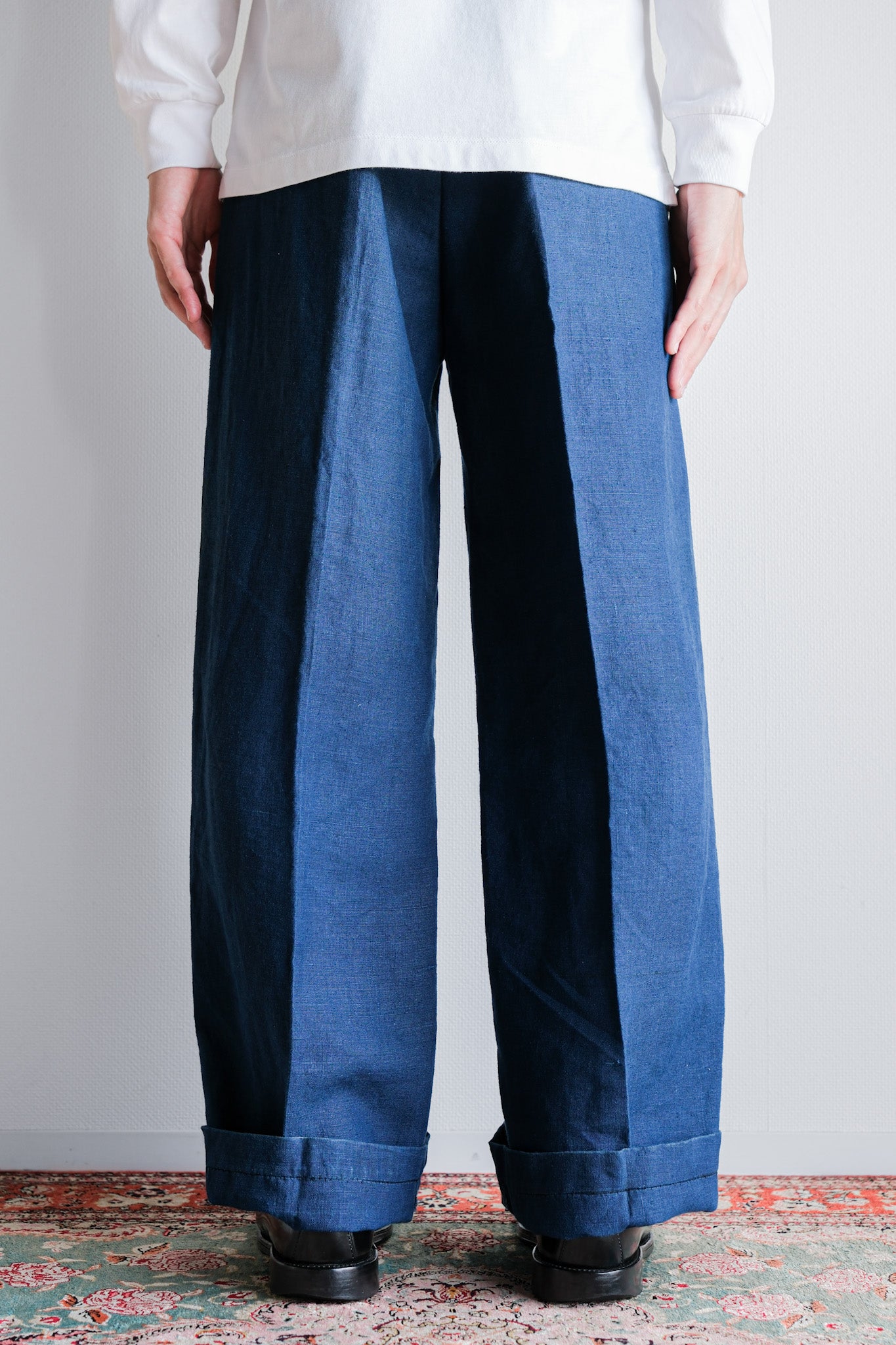 ［~40's］French Navy Indigo Linen Mechanic Trousers "Marine Nationale"