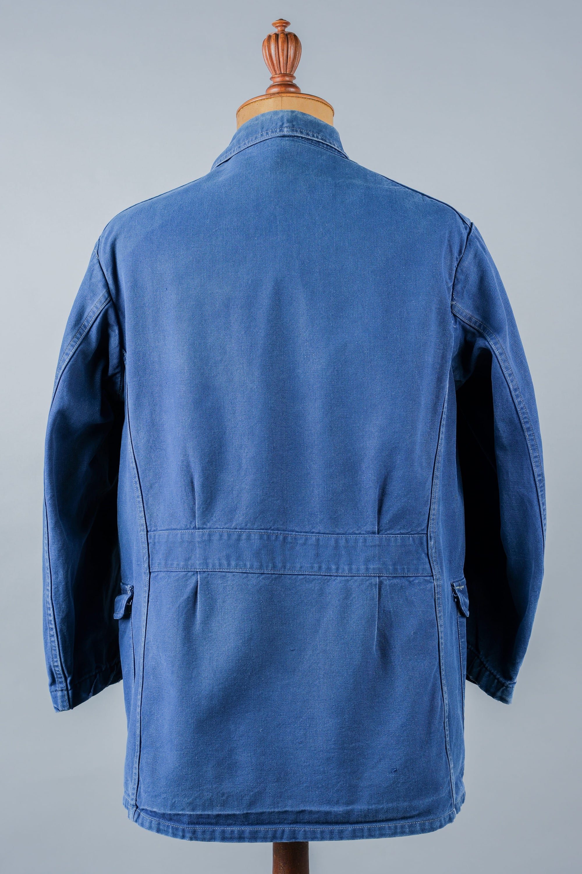 ［~40's］French Vintage Blue Cotton Twill 4 Pockets Lapel Work Jacket