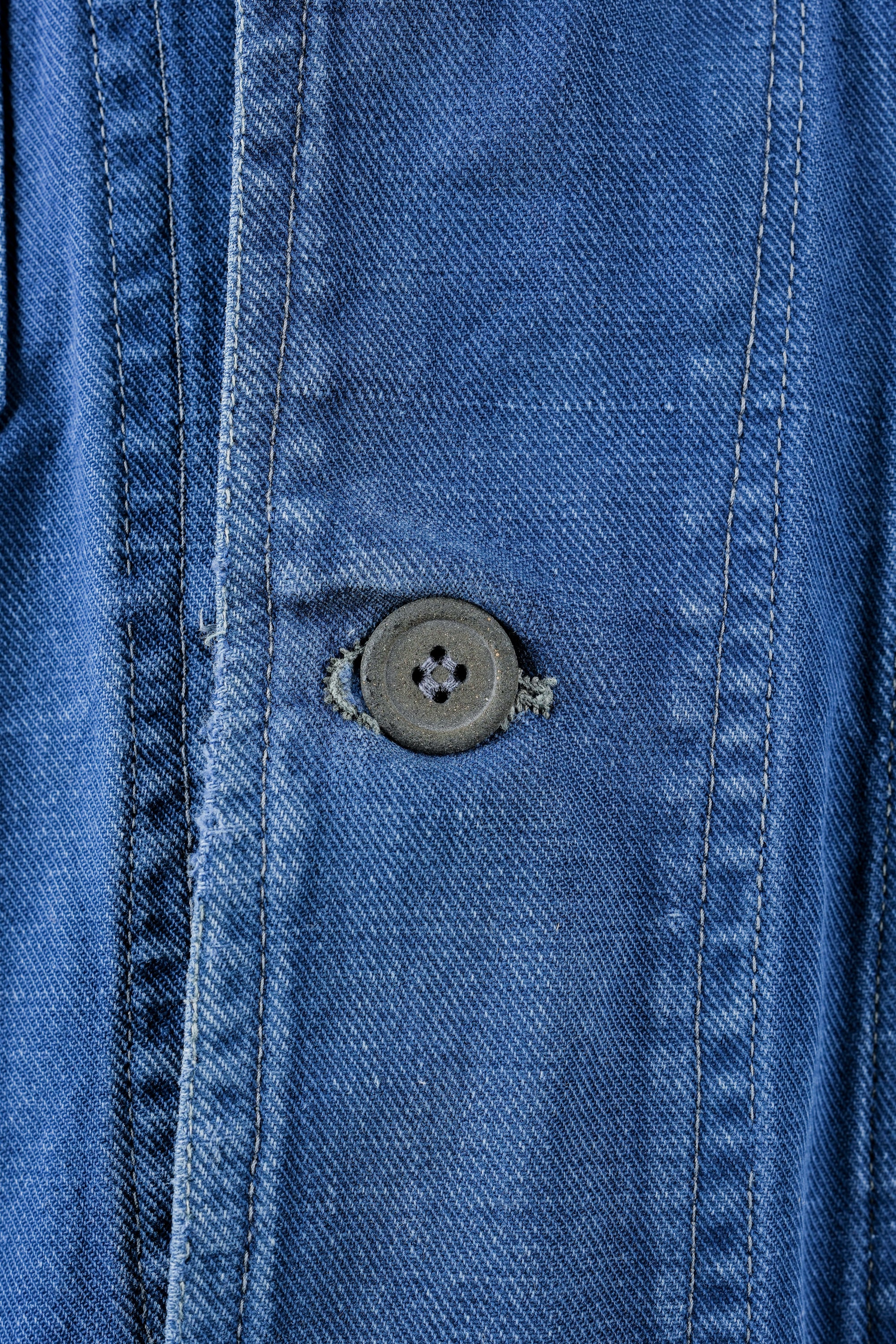［~40's］French Vintage Blue Cotton Twill 4 Pockets Lapel Work Jacket