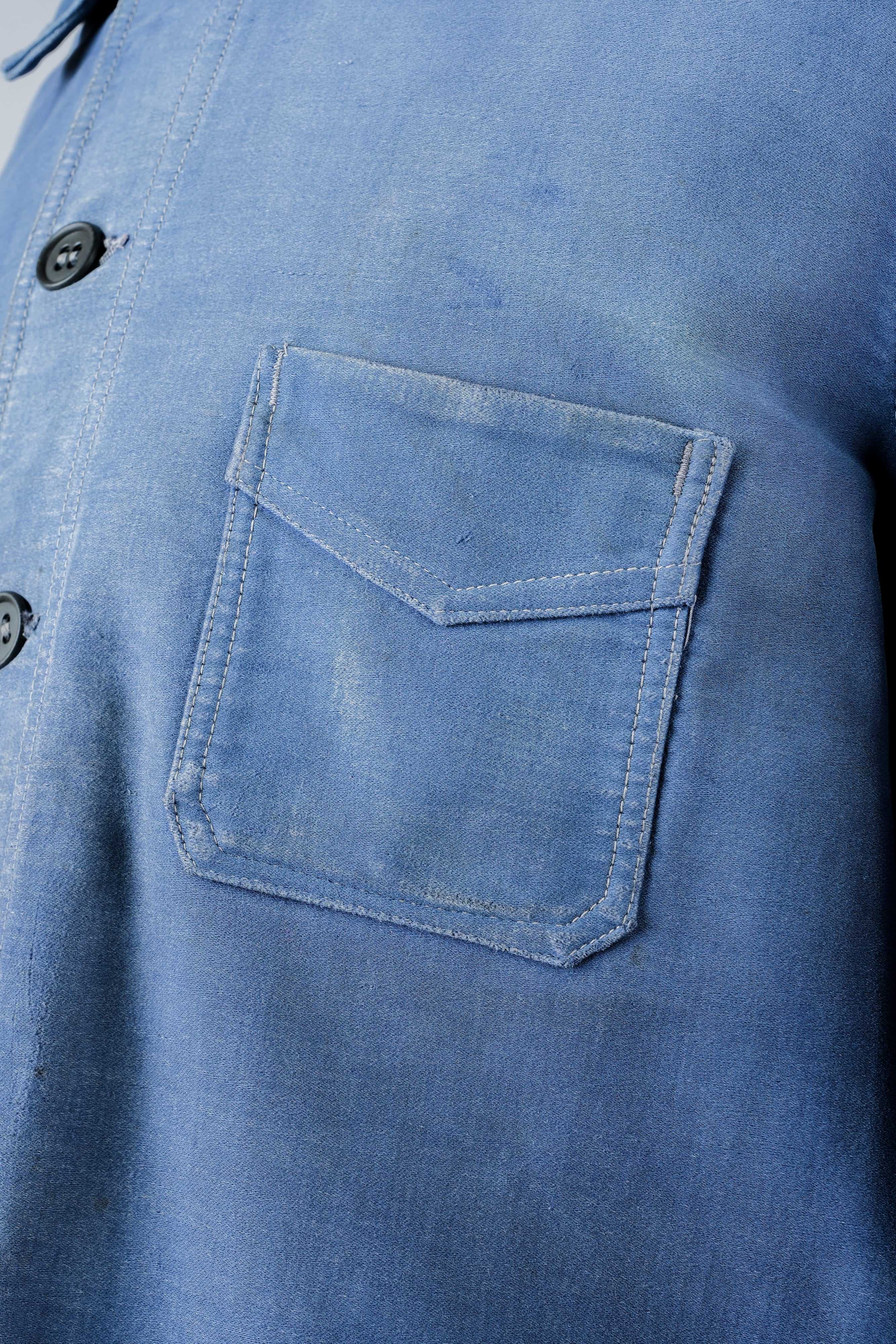 【~50’s】French Vintage Blue Moleskin Work Jacket "Le Mont St. Michel"