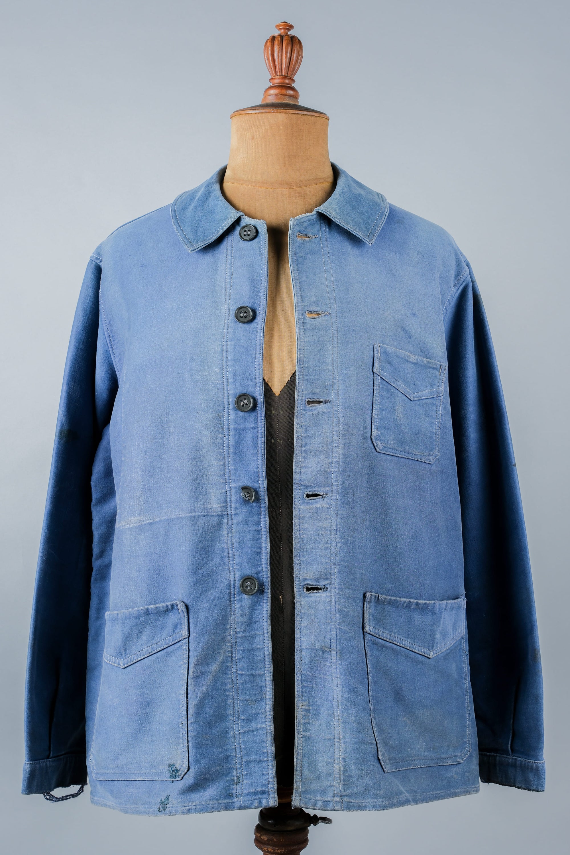 ［~50’s］French Vintage Blue Moleskin Work Jacket "Le Mont St. Michel"