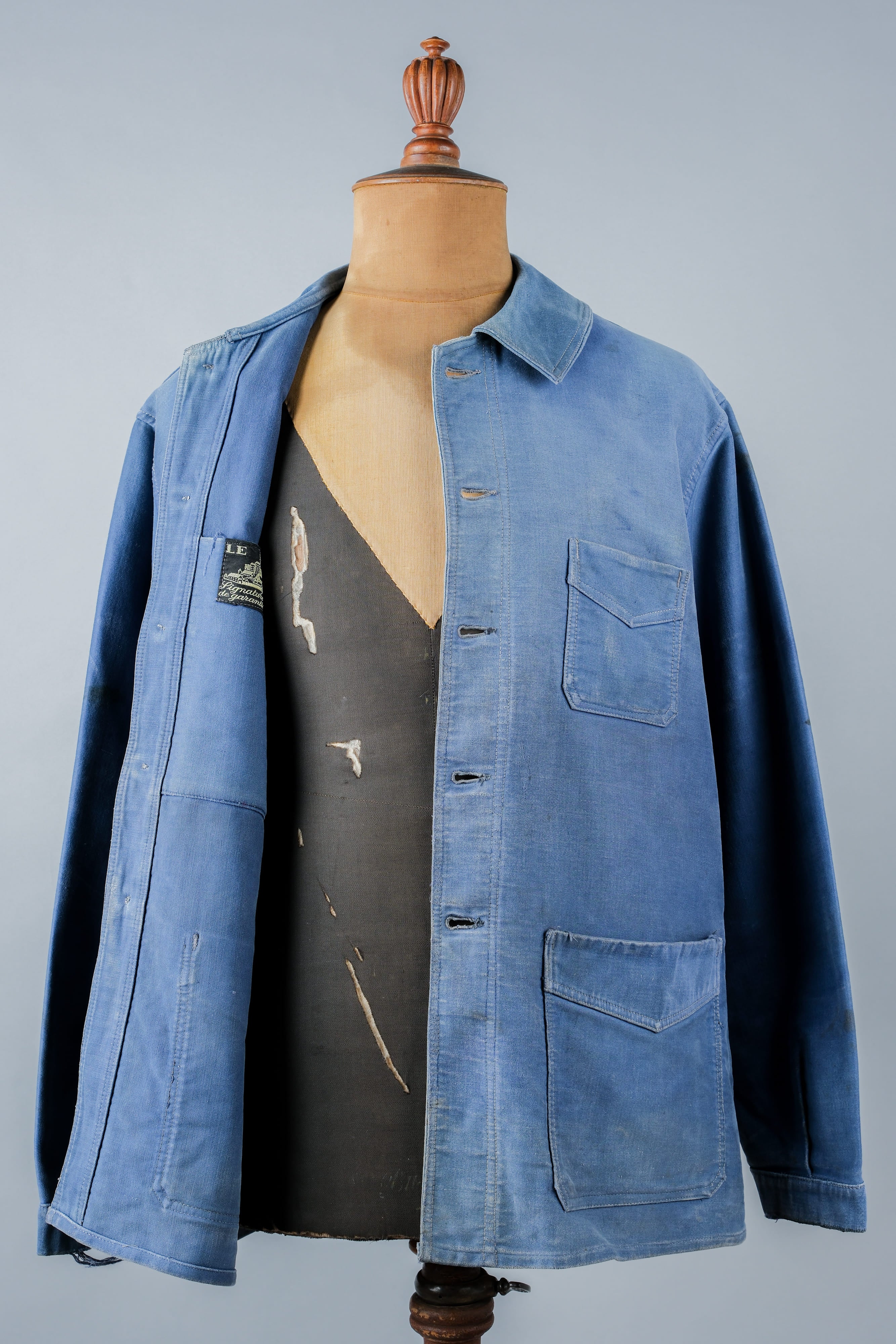 【~50’s】French Vintage Blue Moleskin Work Jacket "Le Mont St. Michel"