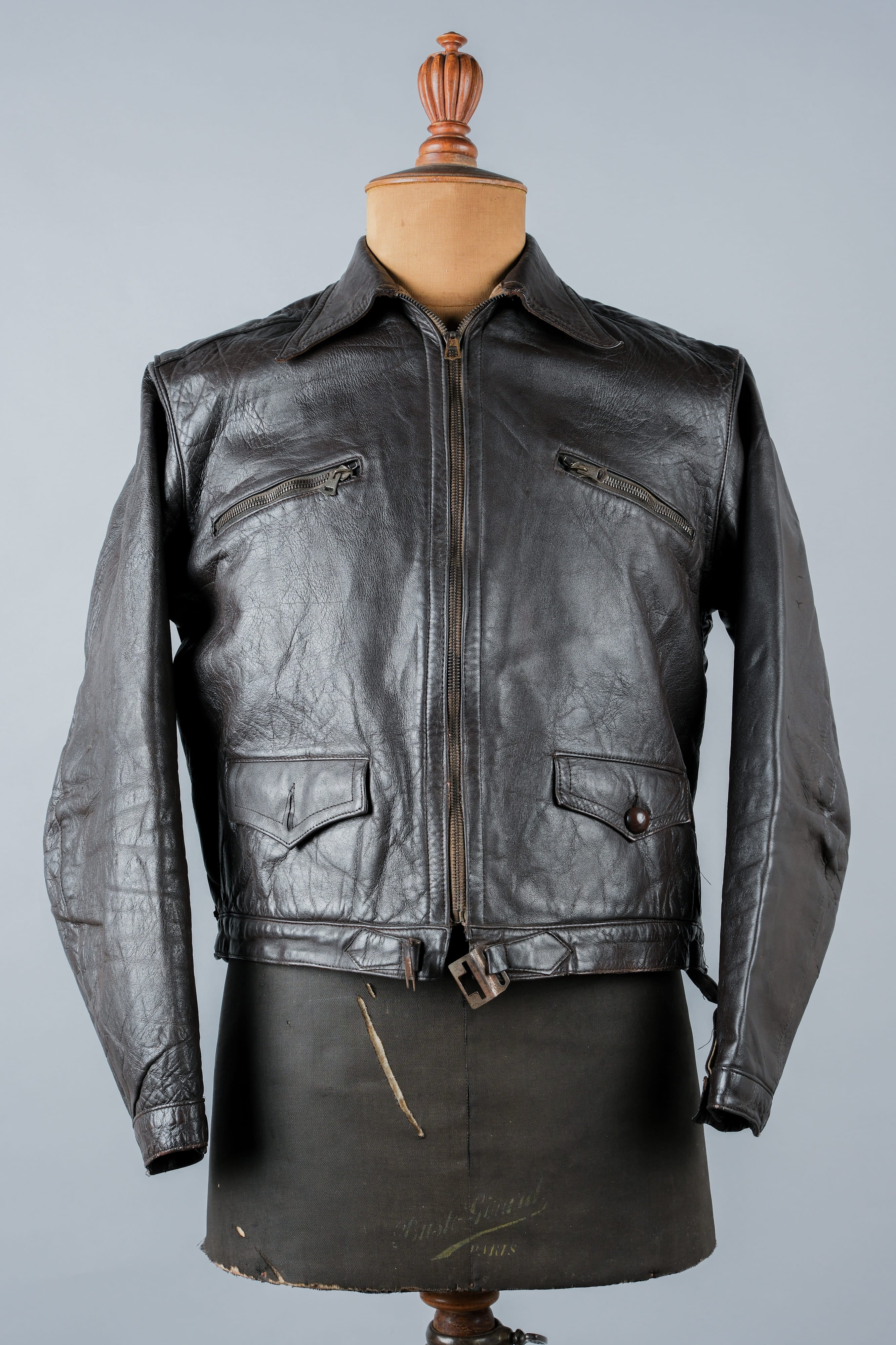 【~40's】French Vintage Hartmann Type Motorcycle Leather Jacket