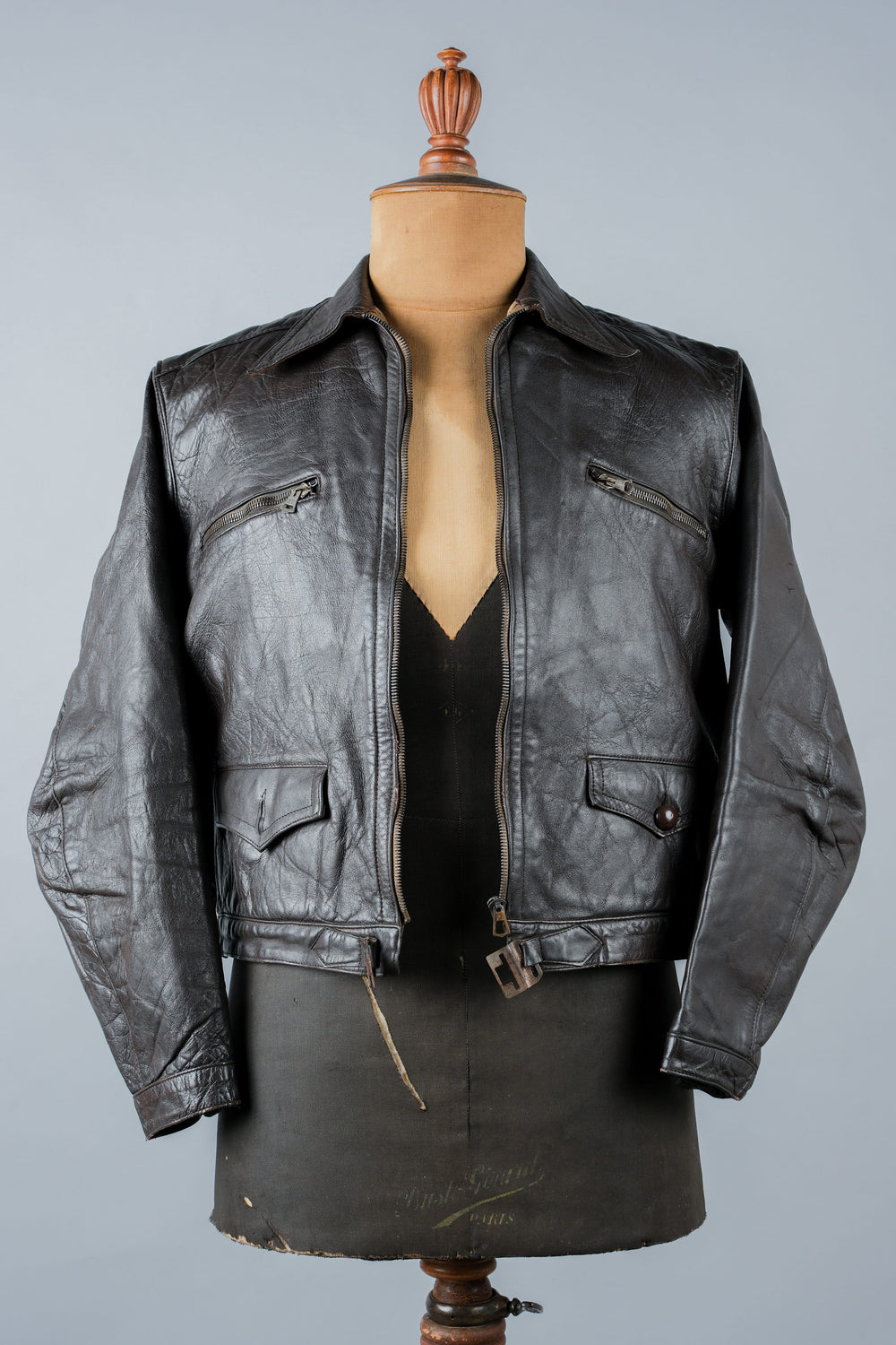 【~40's】French Vintage Hartmann Type Motorcycle Leather Jacket