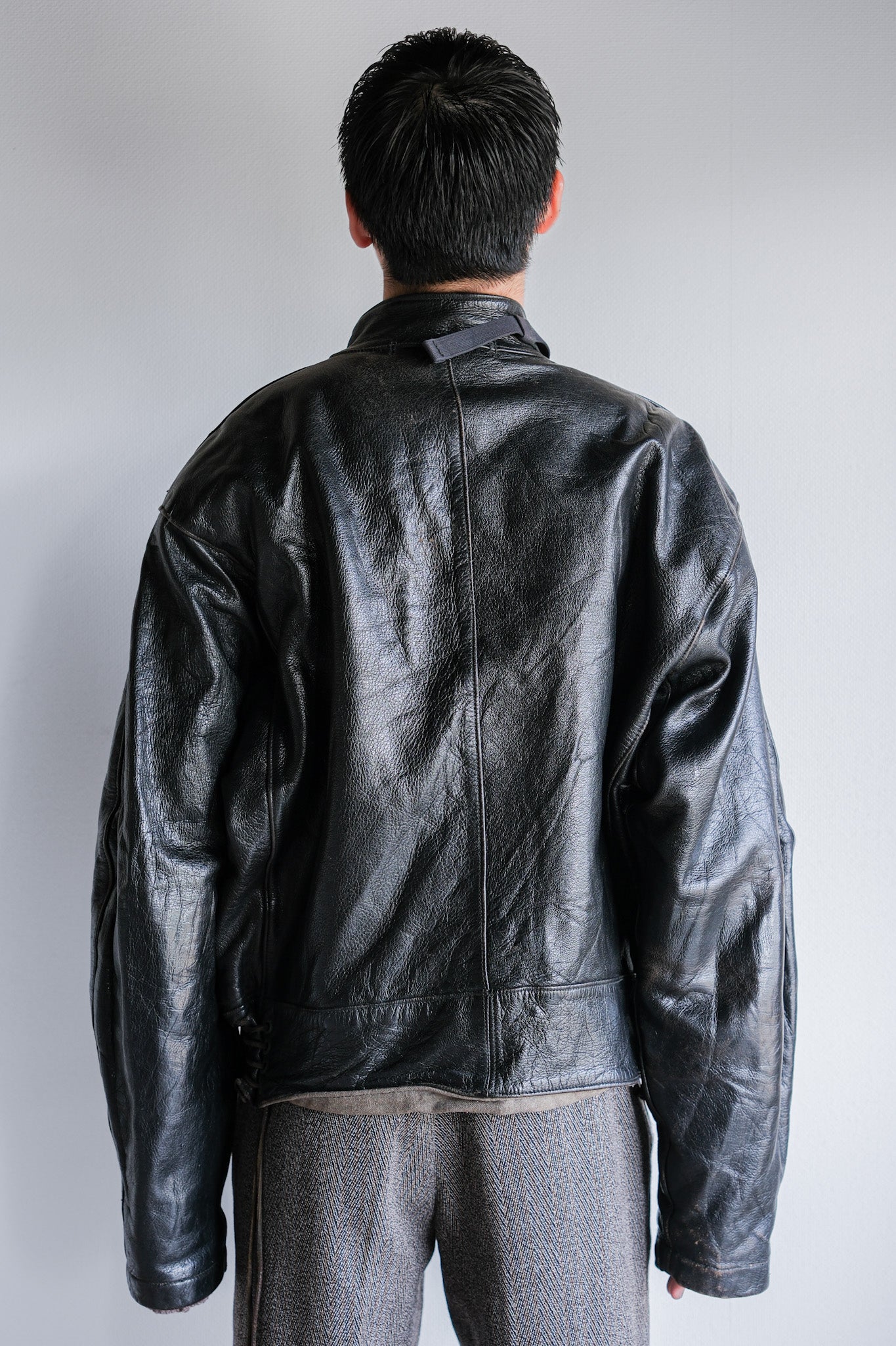 [~ 50's] Sweedish Army Dispatch Rider Leather Motorcycle Jacket size.50