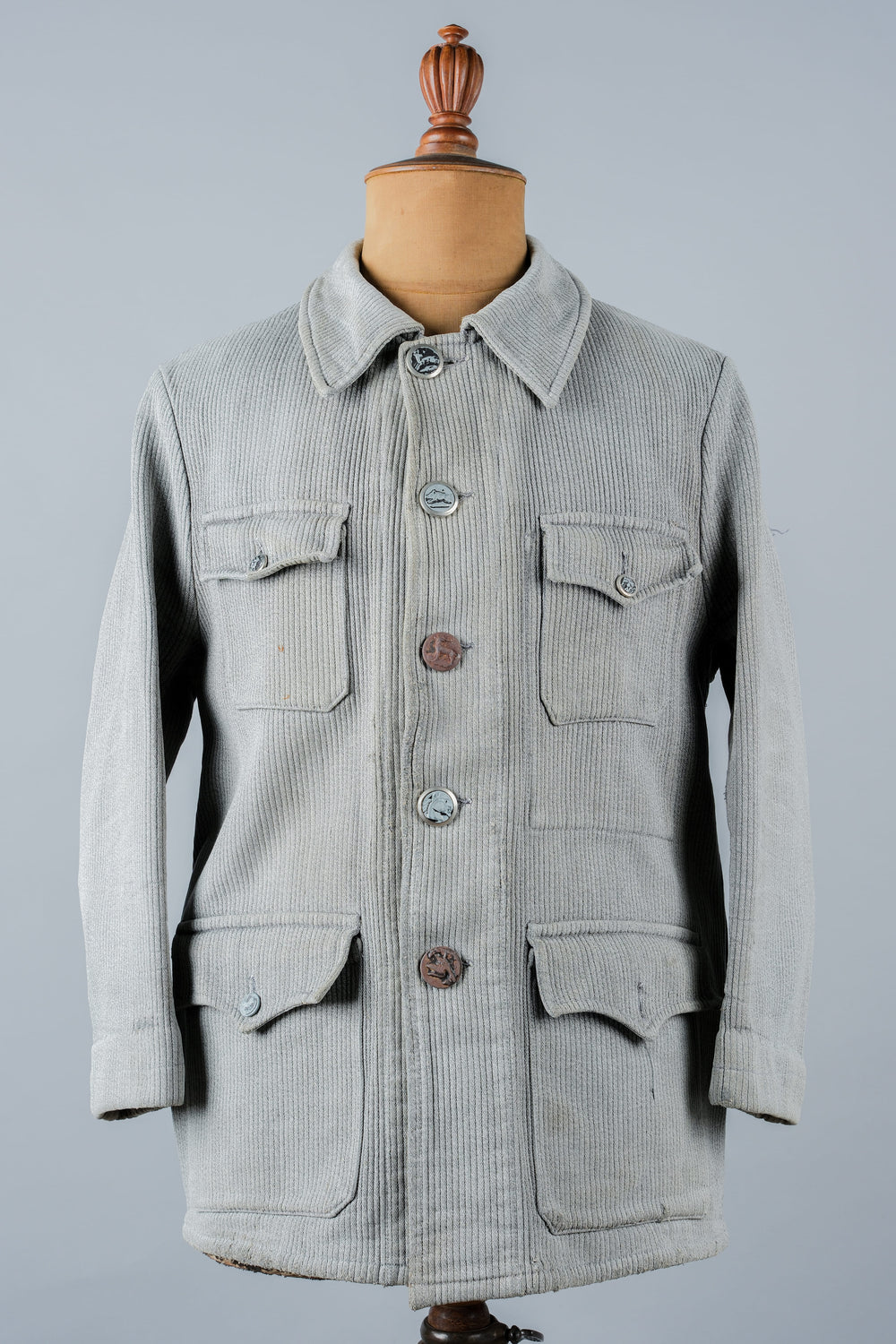 ［~50's］French Vintage Gray Cotton Pique Hunting Jacket