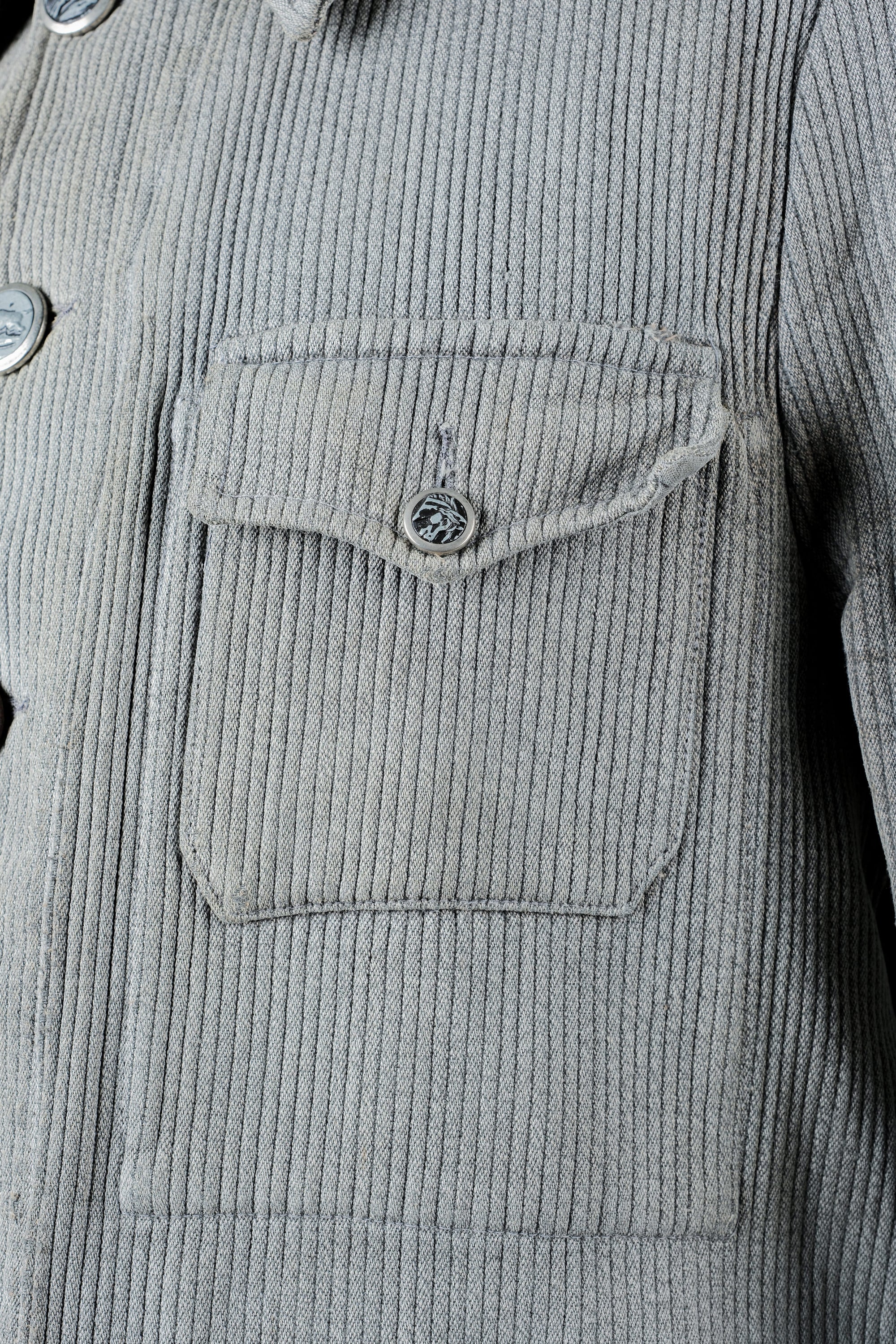 【~50's】French Vintage Gray Cotton Pique Hunting Jacket