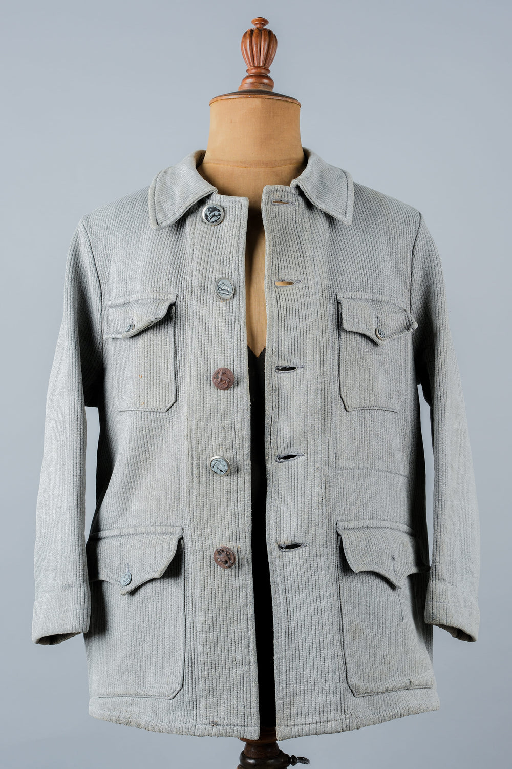 ［~50's］French Vintage Gray Cotton Pique Hunting Jacket