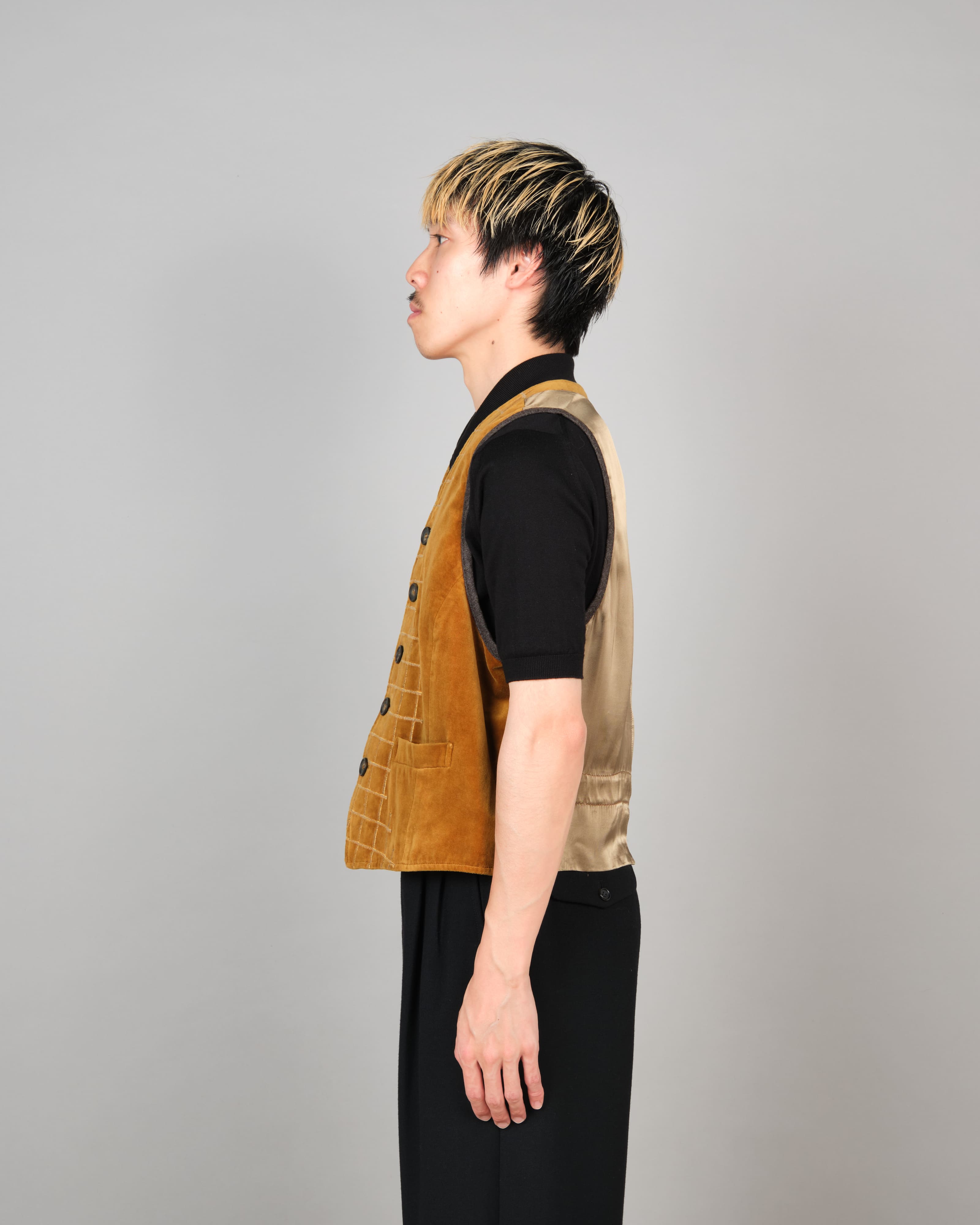 [~90's] Old DRIES VAN NOTEN Mixed Cotton Velour Vest Size.50