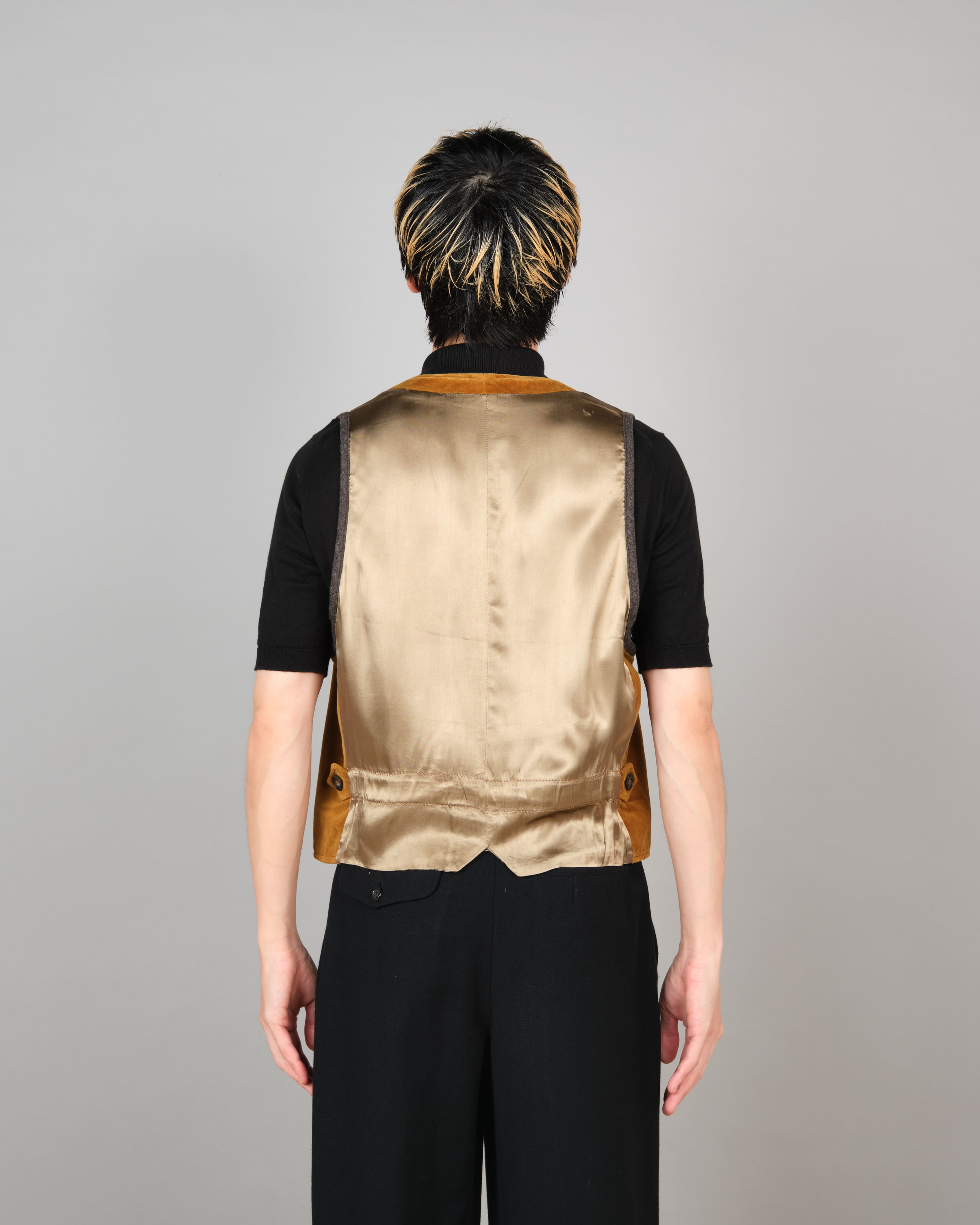 [~90's] Old DRIES VAN NOTEN Mixed Cotton Velour Vest Size.50
