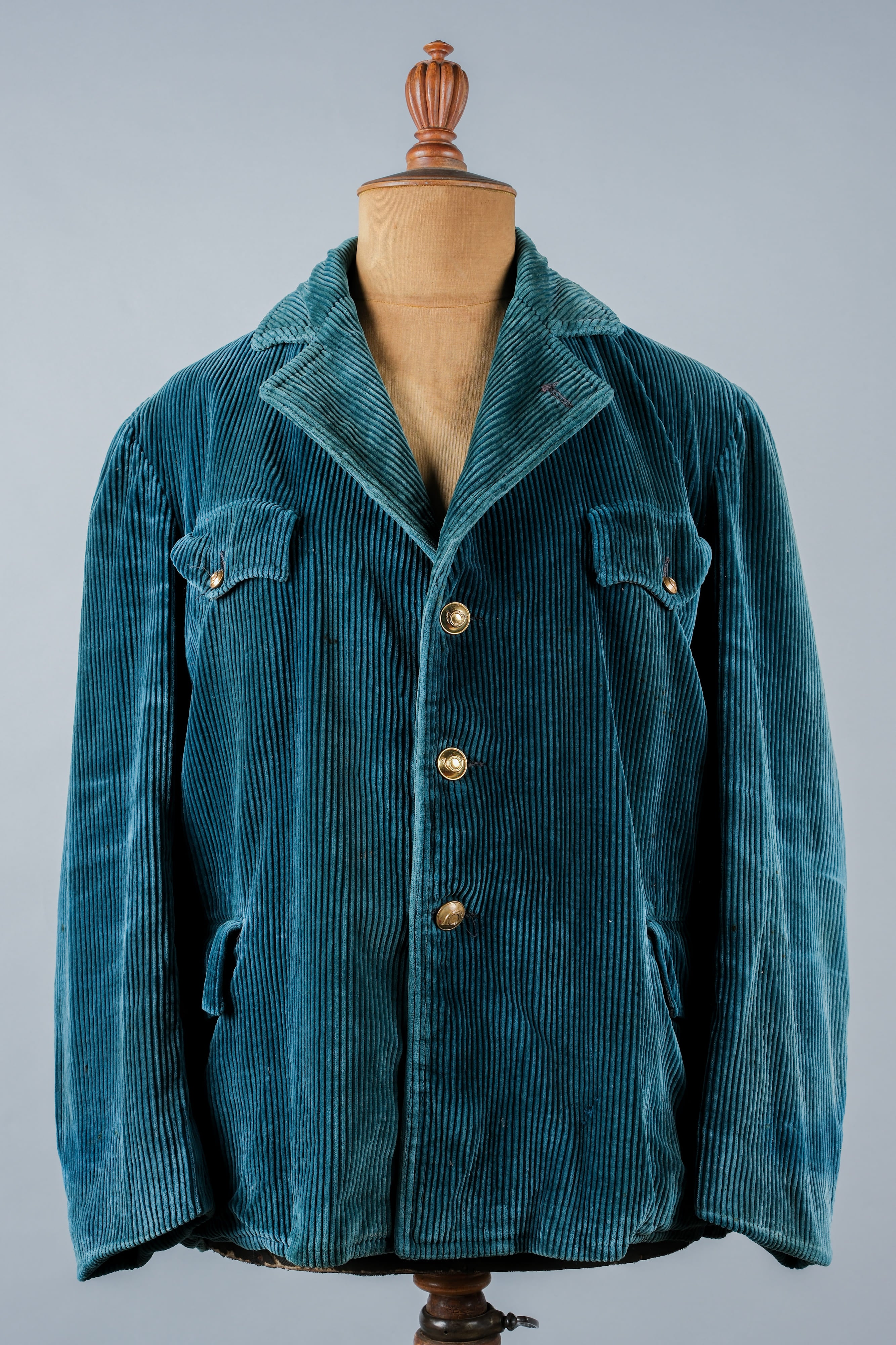 【~40's】French Vintage Turquoise Green Corduroy Gamekeeper Hunting Jacket