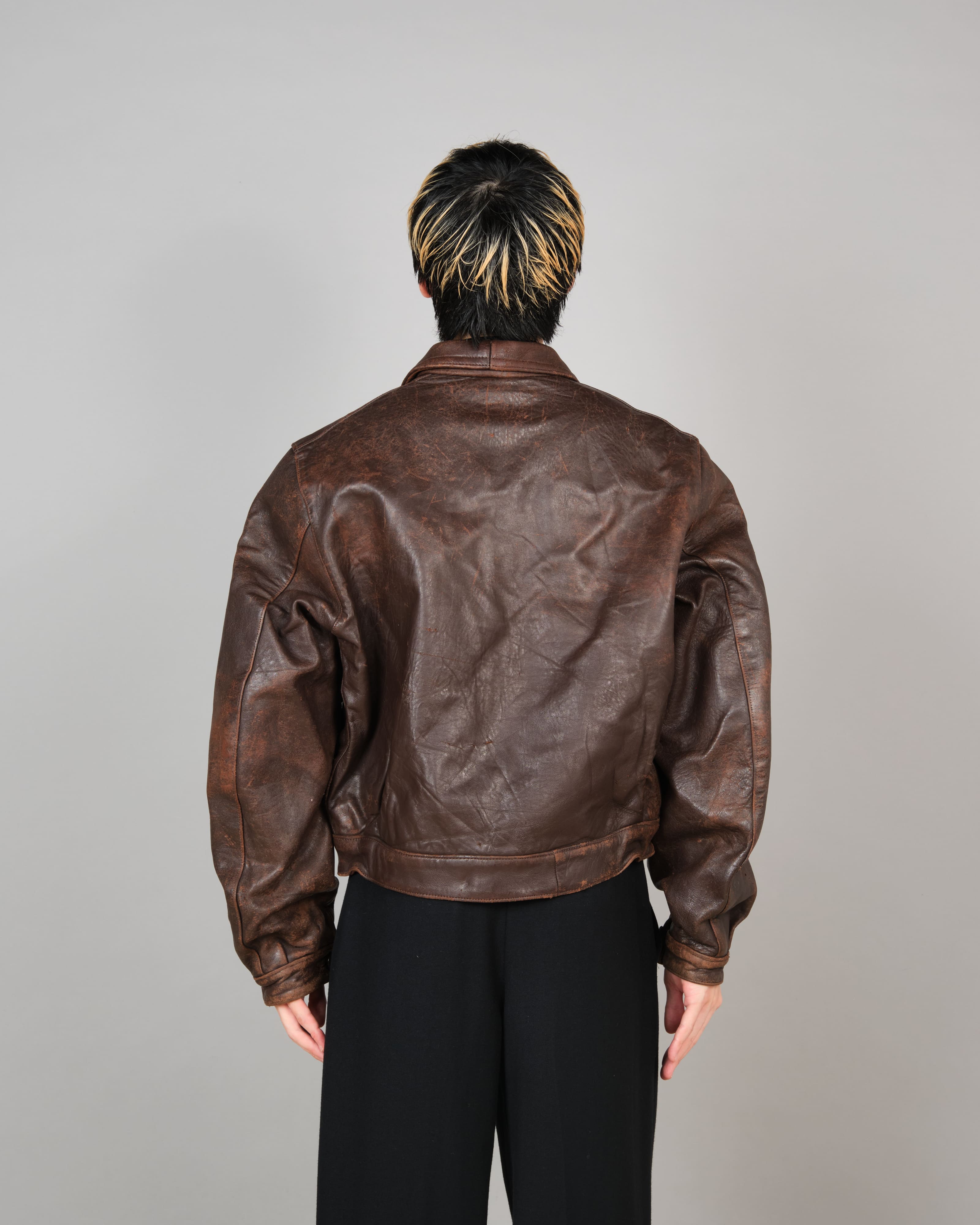 50's】French Vintage Hartmann Type Motorcycle Leather Jacket