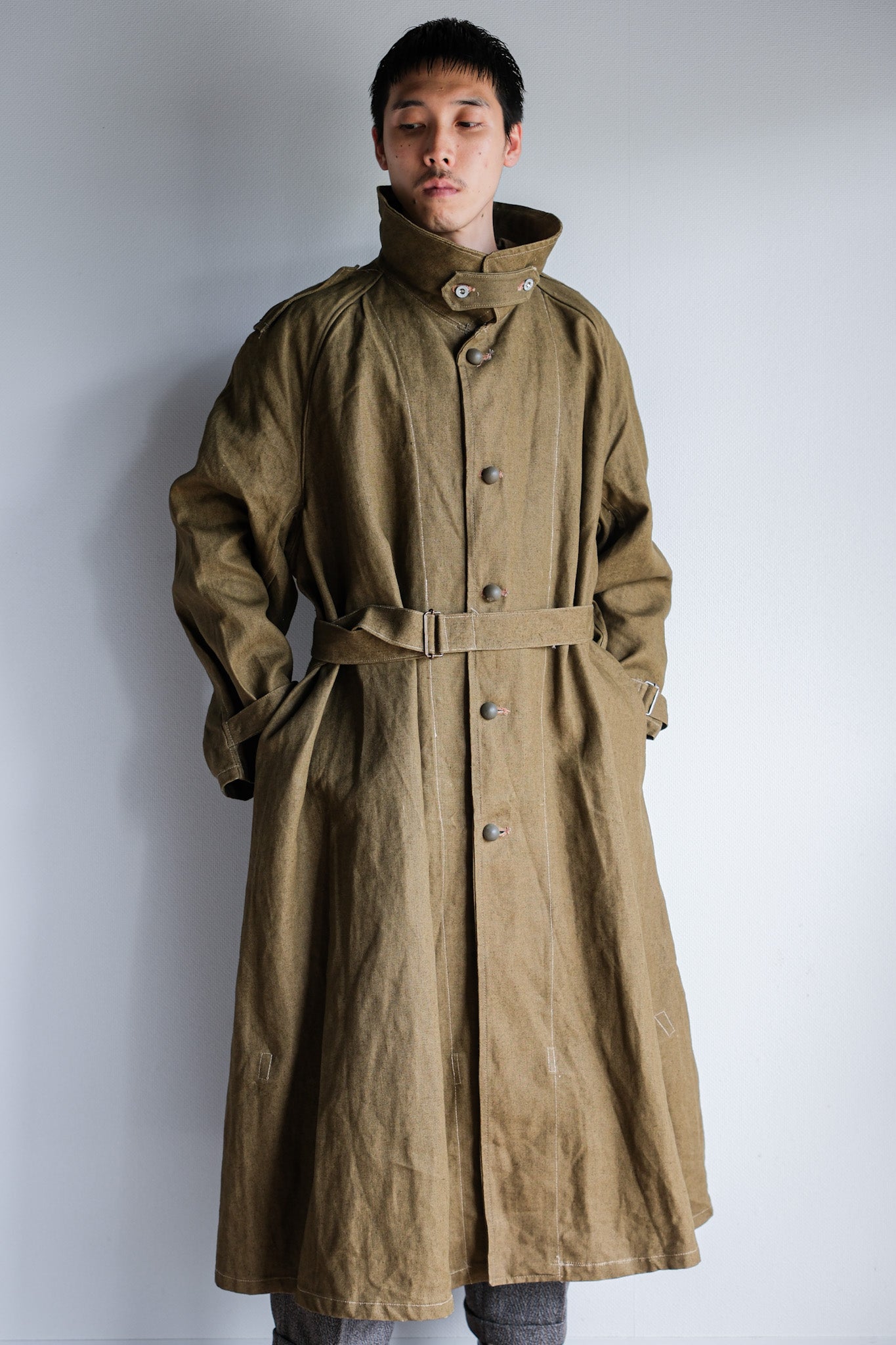 ［~40's］French Army M35 Motorcycle Coat Size.1 "Linen Type" "Dead Stock"