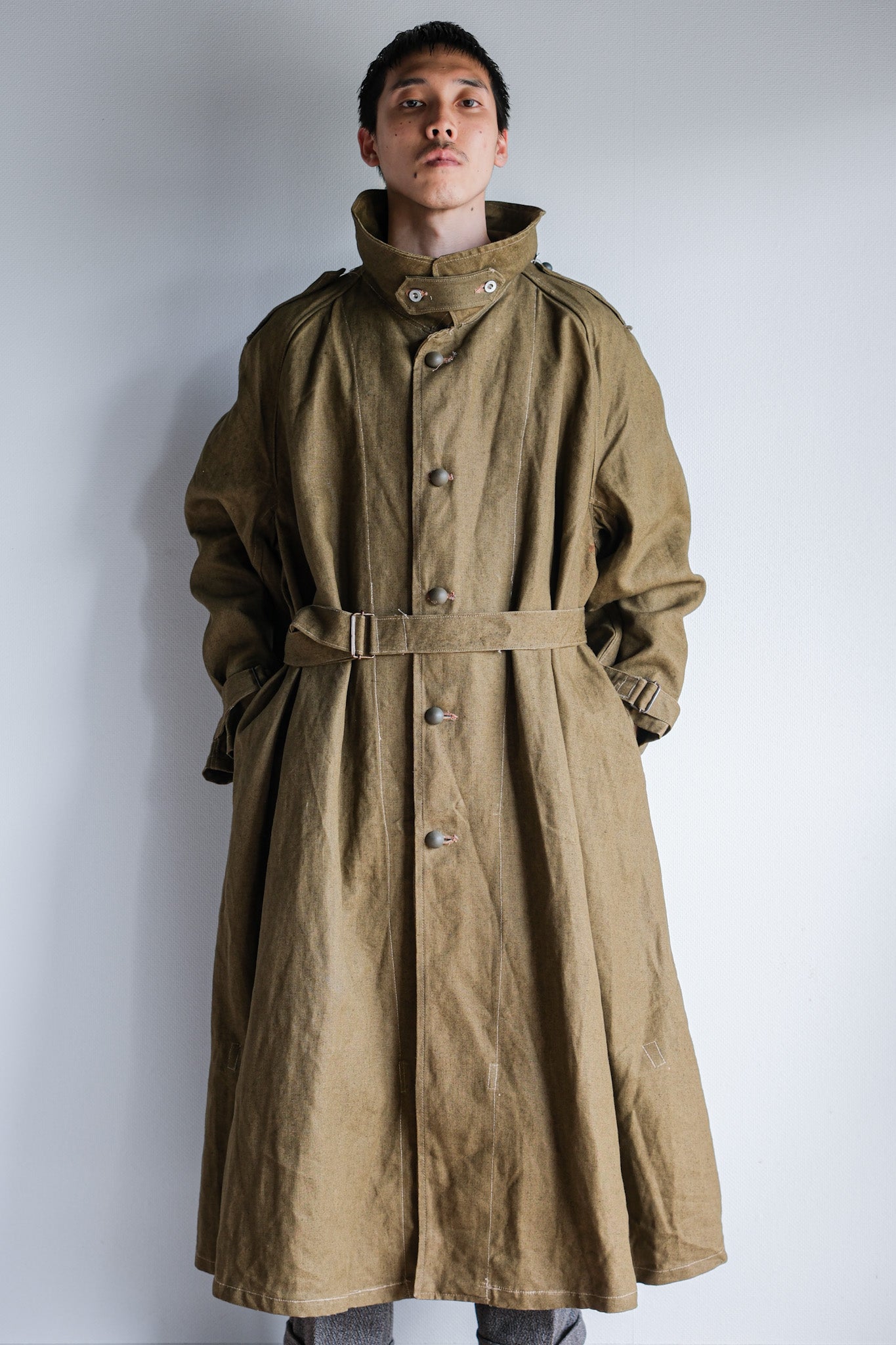 ［~40's］French Army M35 Motorcycle Coat Size.1 "Linen Type" "Dead Stock"