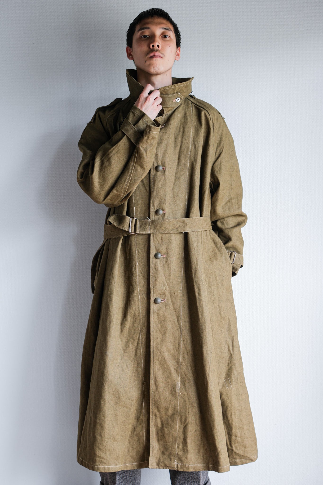 ［~40's］French Army M35 Motorcycle Coat Size.1 "Linen Type" "Dead Stock"