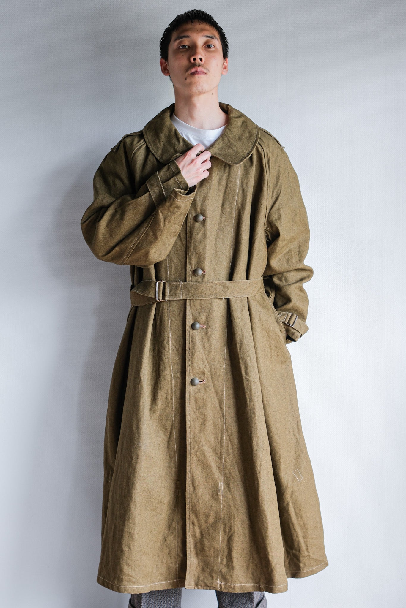 ［~40's］French Army M35 Motorcycle Coat Size.1 "Linen Type" "Dead Stock"