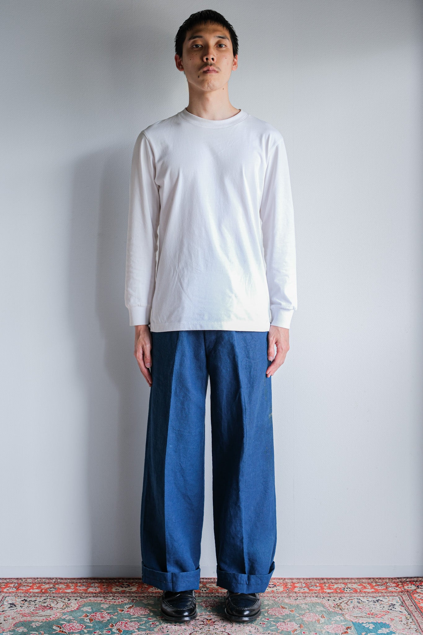 ［~40's］French Navy Indigo Linen Mechanic Trousers "Marine Nationale"