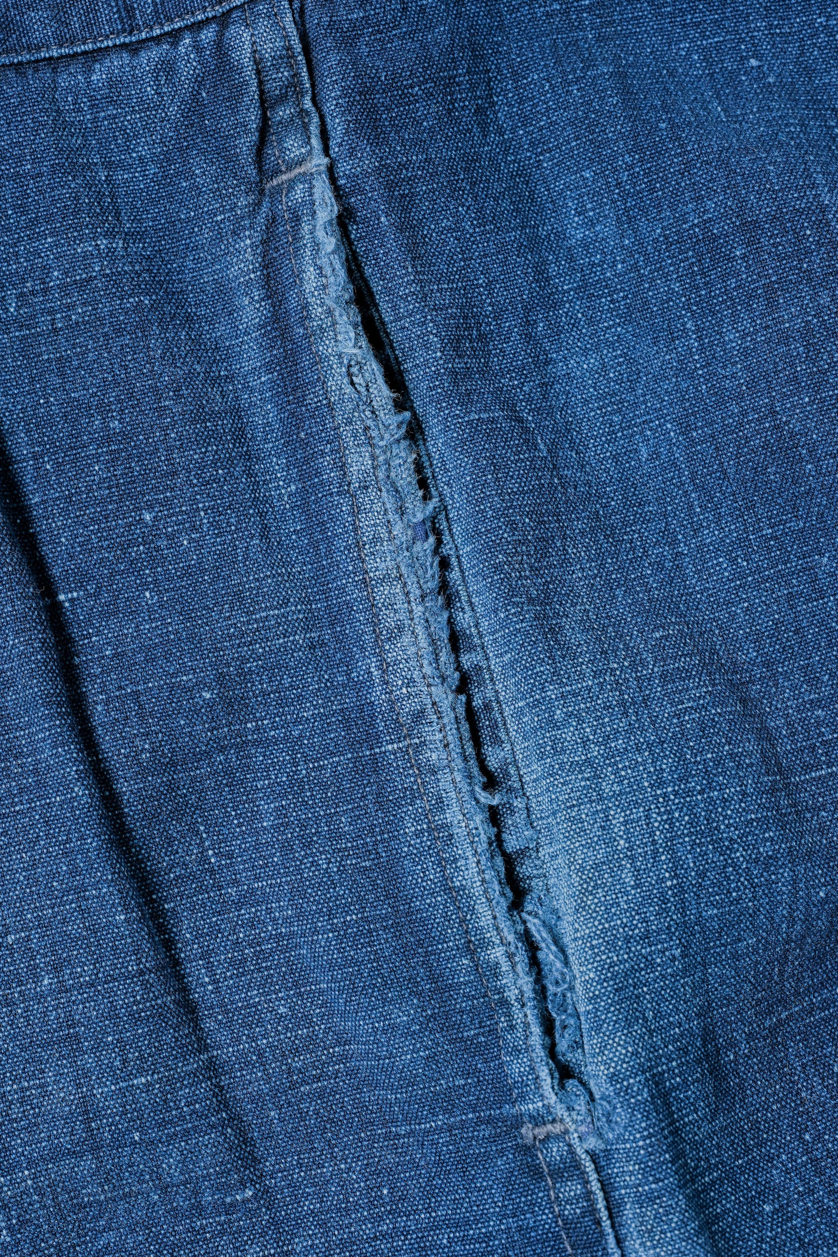 【~40's】French Vintage Indigo Linen Work Pants "Patchwork"