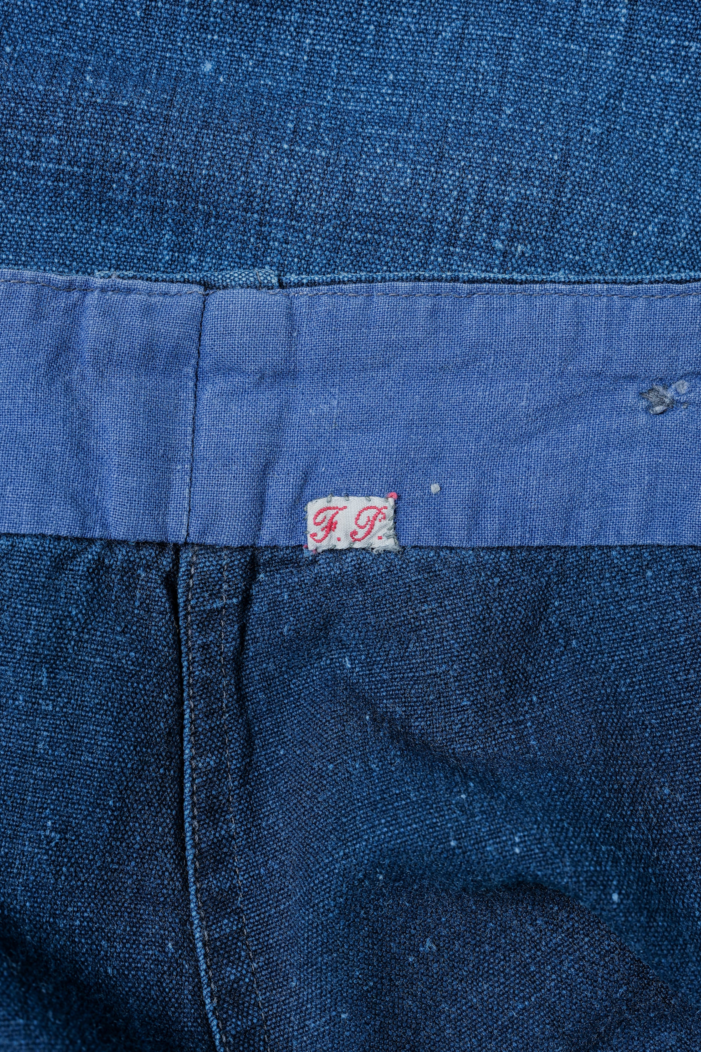 【~40's】French Vintage Indigo Linen Work Pants "Patchwork"