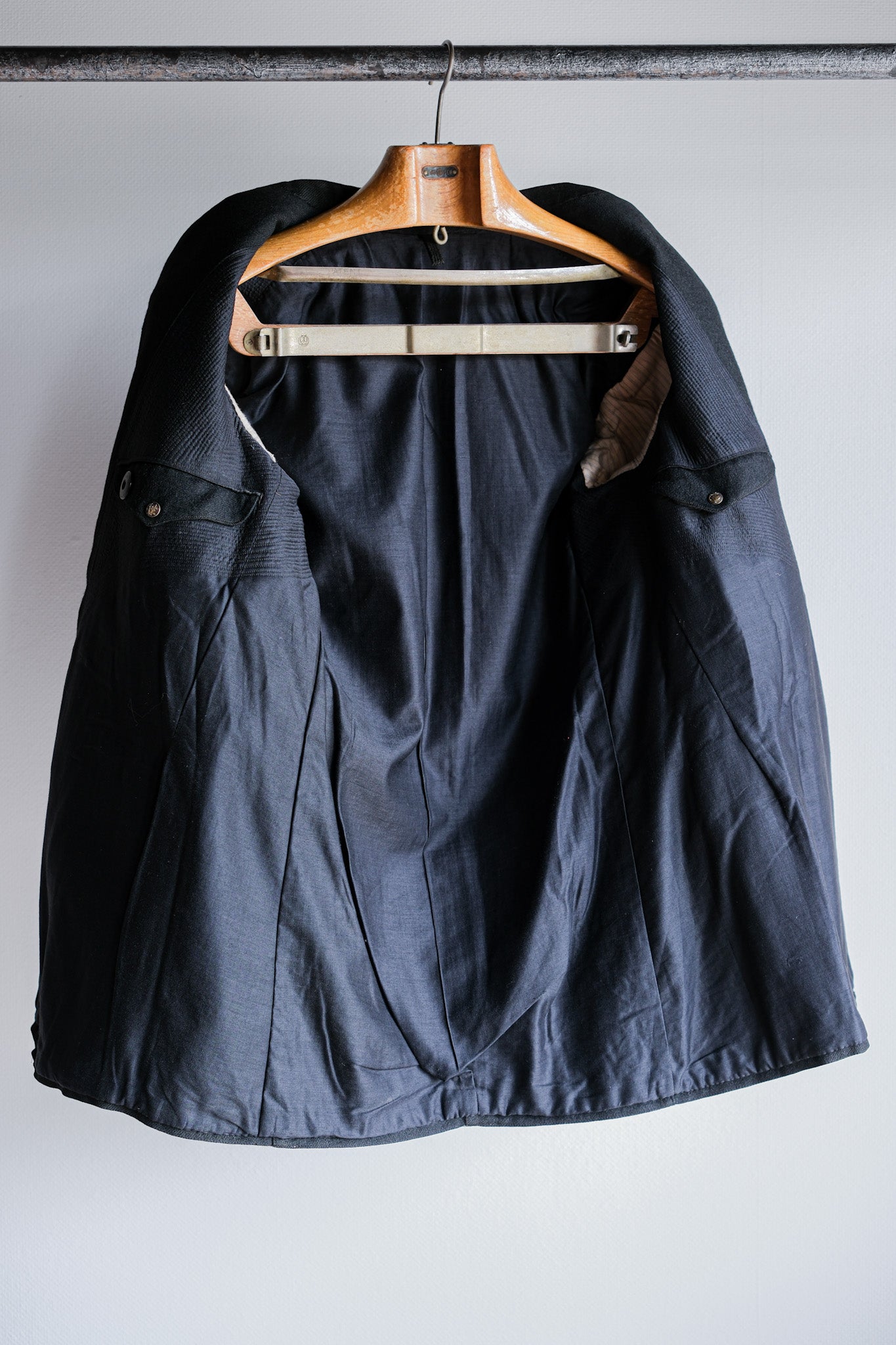 [~ 20's] French Vintage Black Wool Sack COAT