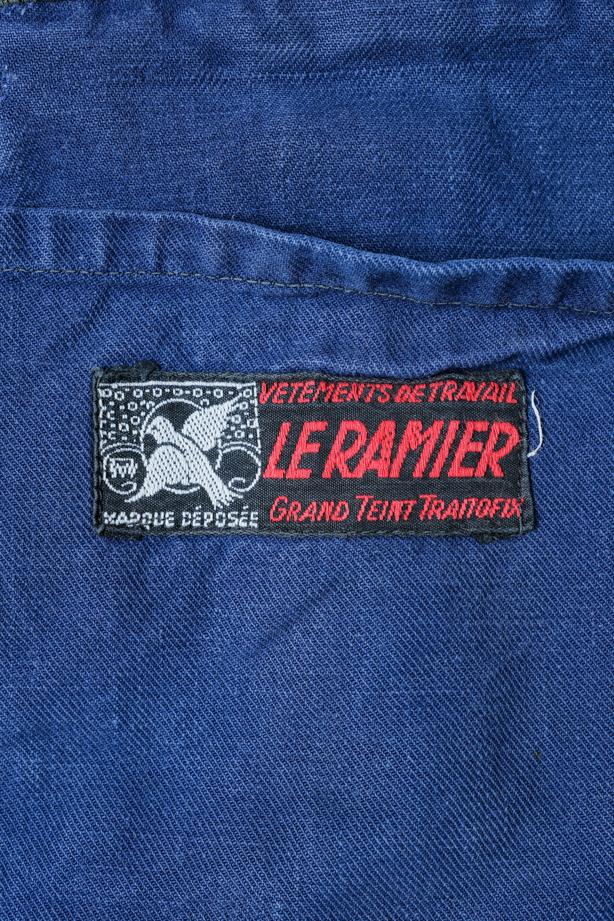 ［~40's］French Vintage Blue Cotton Twill 4 Pockets Lapel Work Jacket