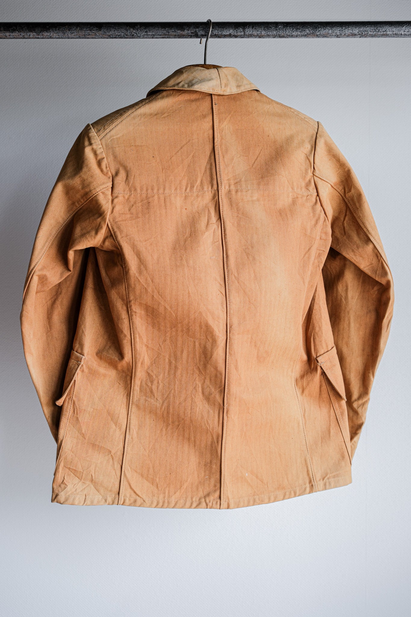 [~ 40's] French Vintage Brown HBT Cotton Work Jacket