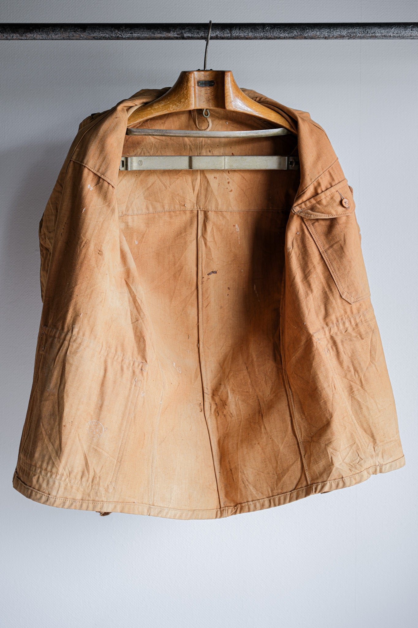 [~ 40's] French Vintage Brown HBT Cotton Work Jacket