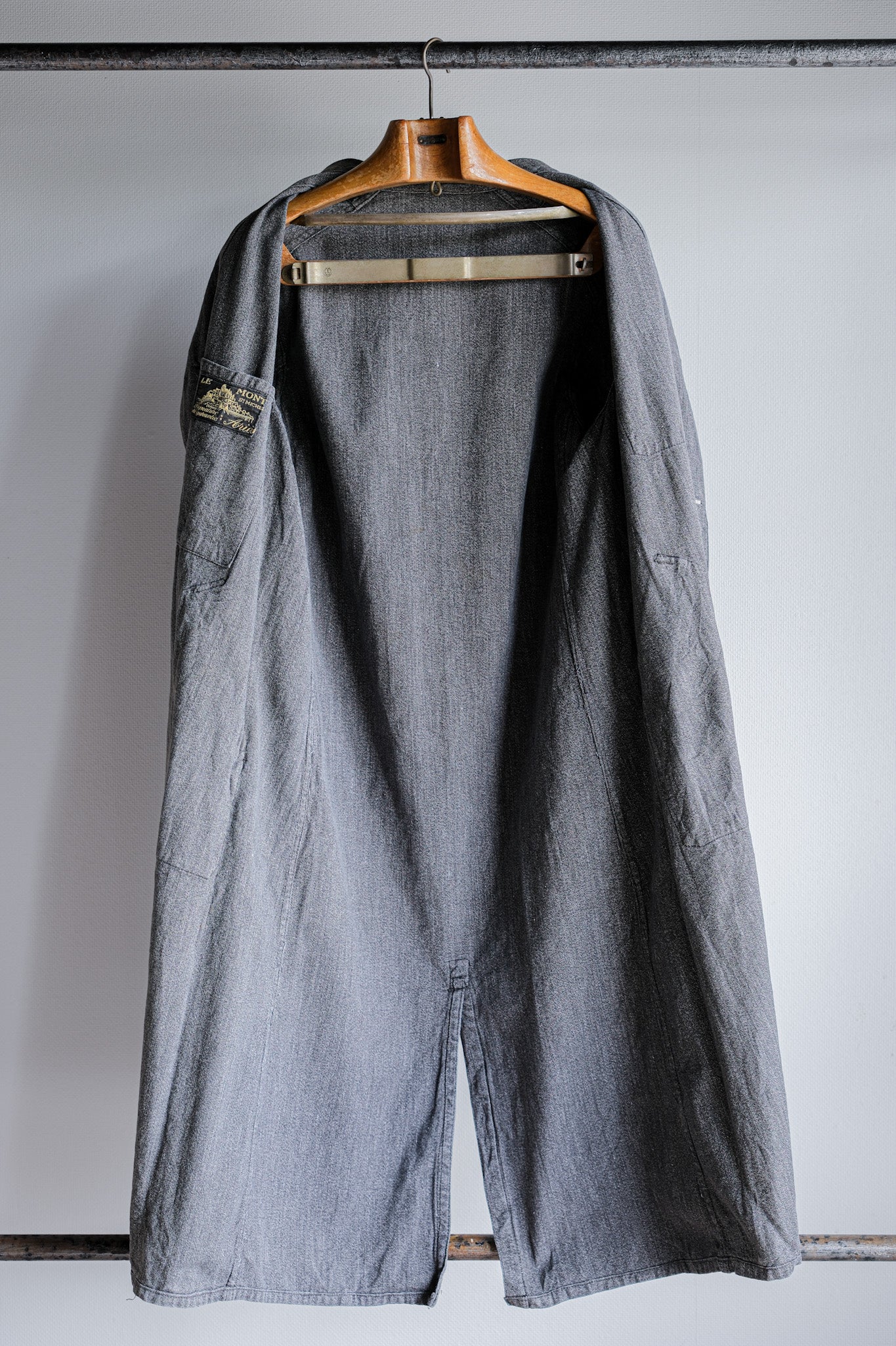 ［~40's］French Vintage Salt & Pepper Cotton Twill Work Coat "Le Mont St. Michel"