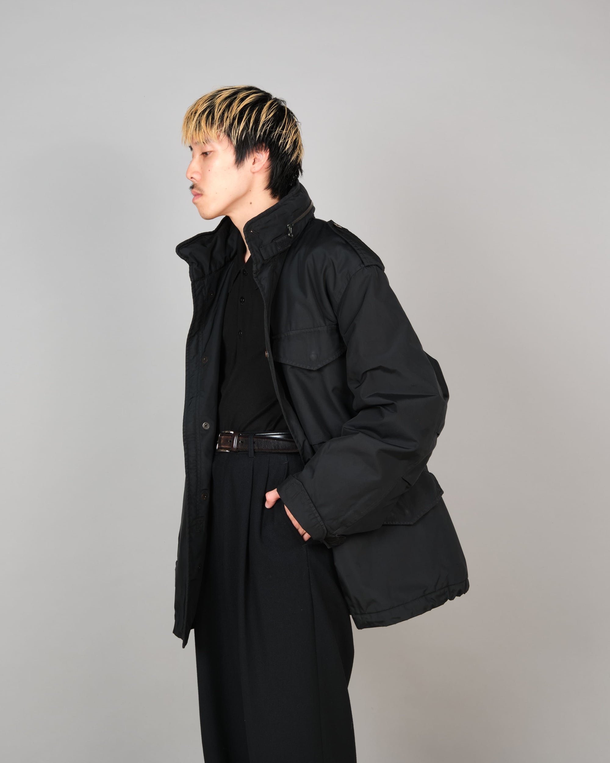 【~90’s】Old allegri M-65 Type Black Nylon Jacket Size.48