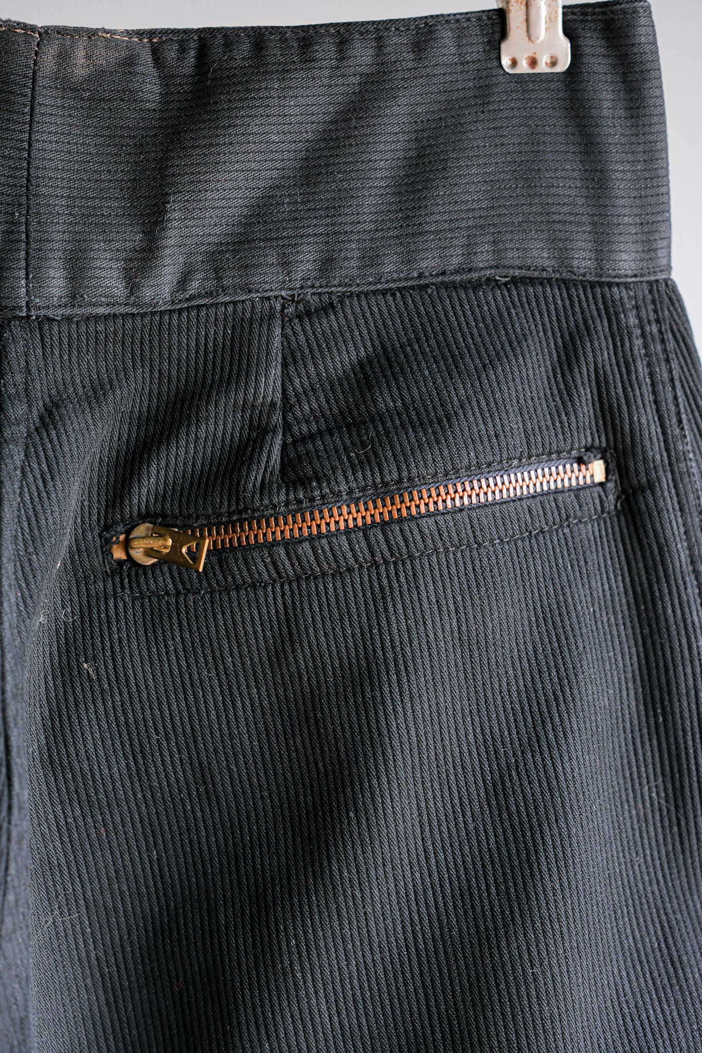 【~50's】French Vintage Black Cotton Pique Work Pants