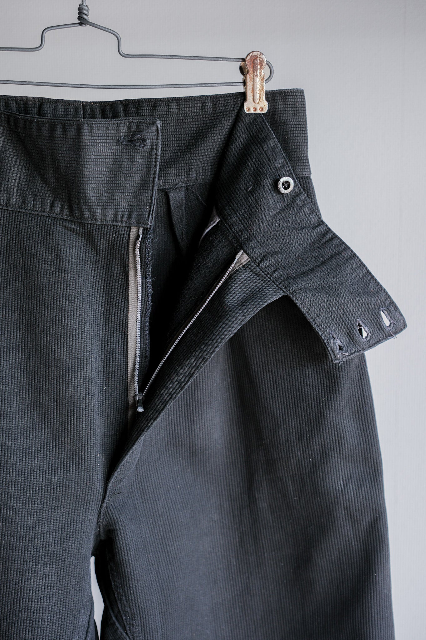 ［~50's］French Vintage Black Cotton Pique Work Pants