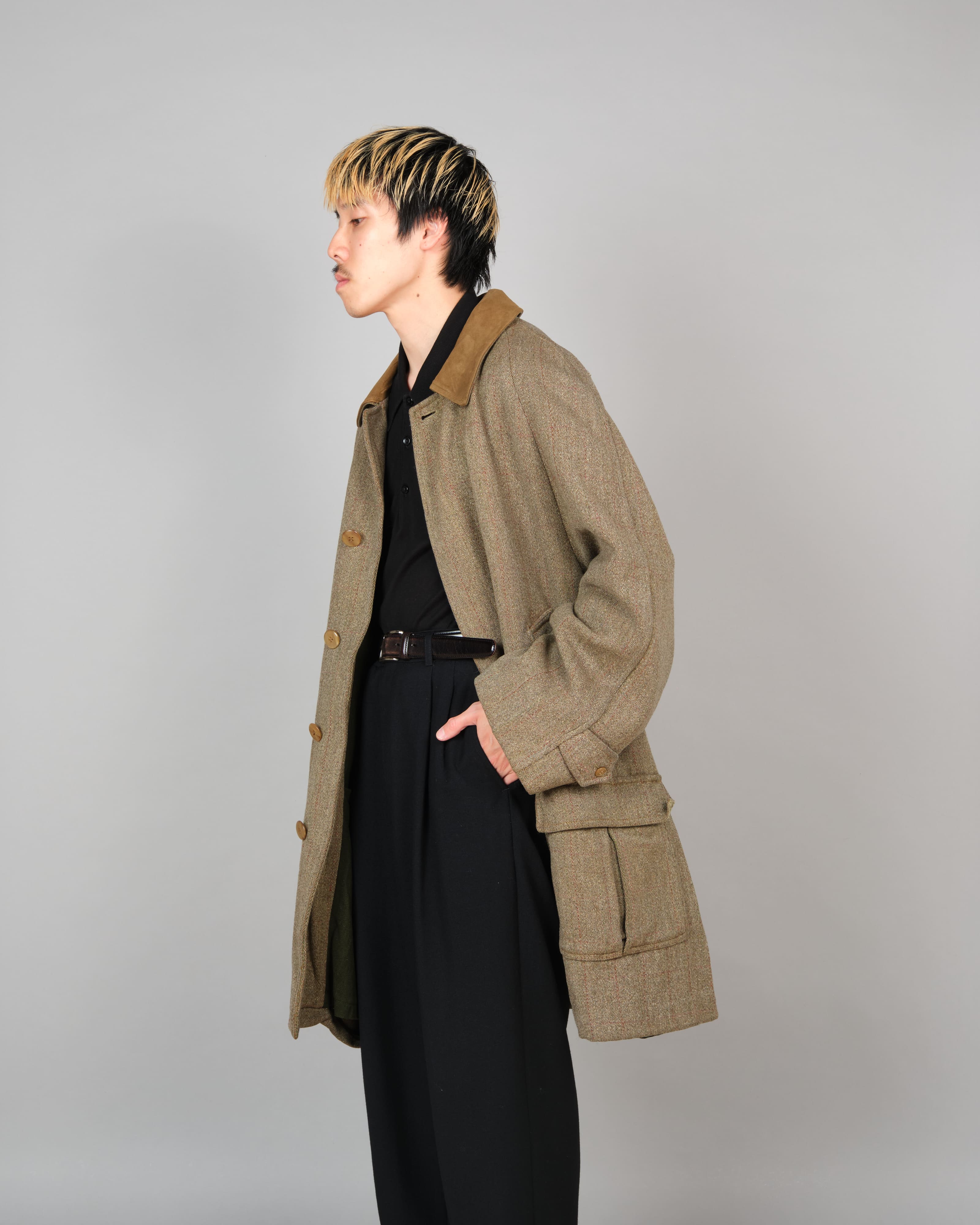 [~60's] Old INVERTERE Wool Tweed Hunting Coat Size.46 "J.C.CORDINGS & CO.LTD Special Order"
