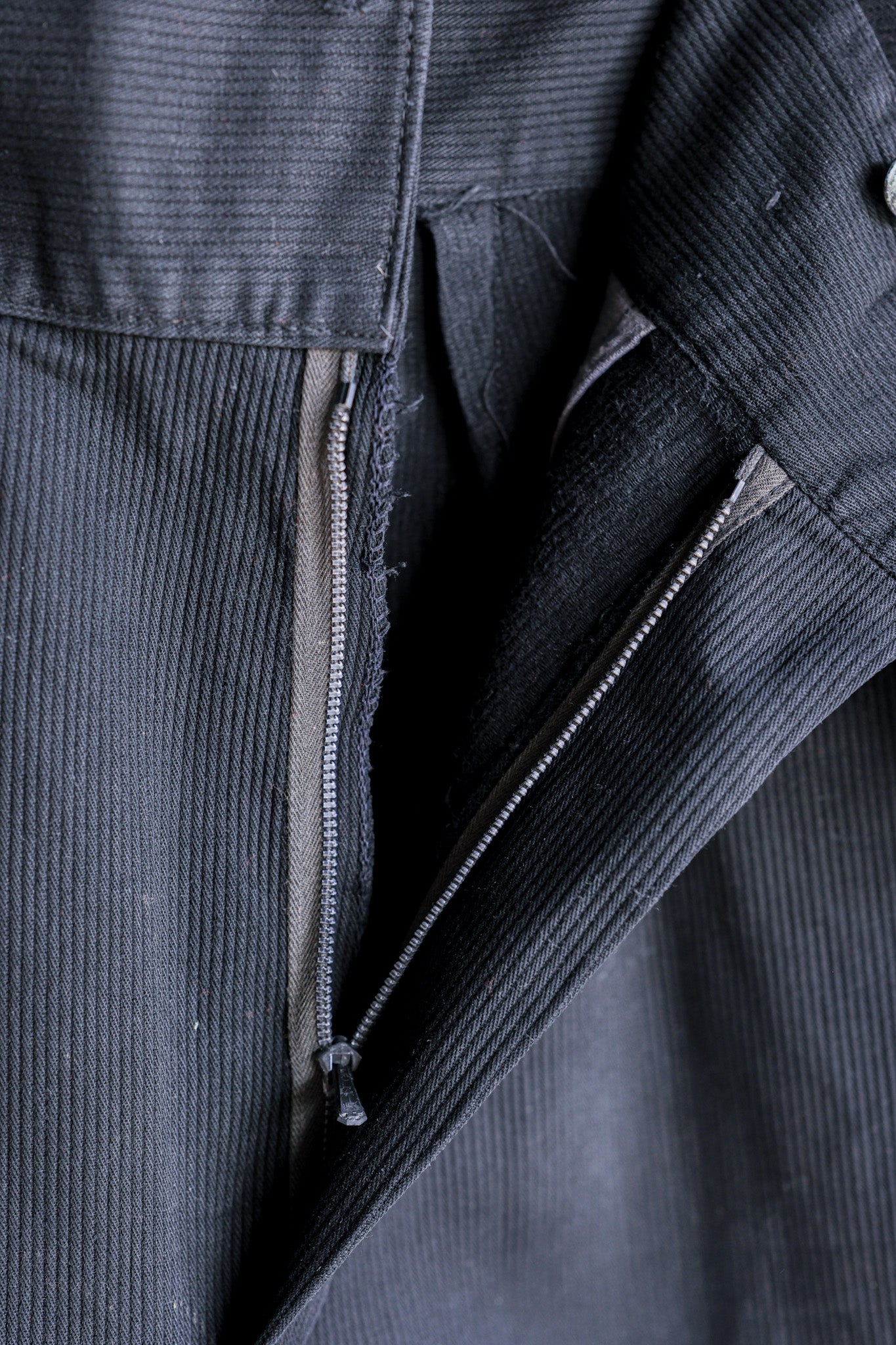 ［~50's］French Vintage Black Cotton Pique Work Pants