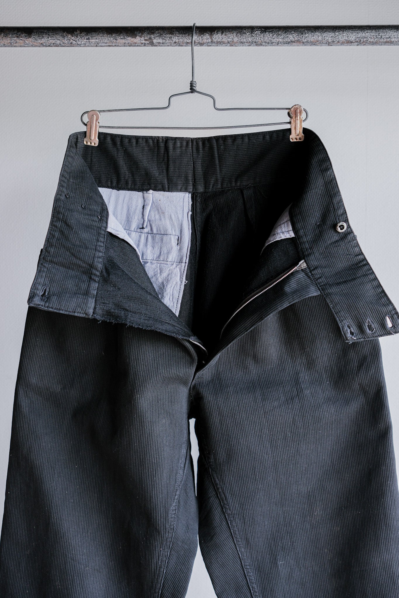 ［~50's］French Vintage Black Cotton Pique Work Pants