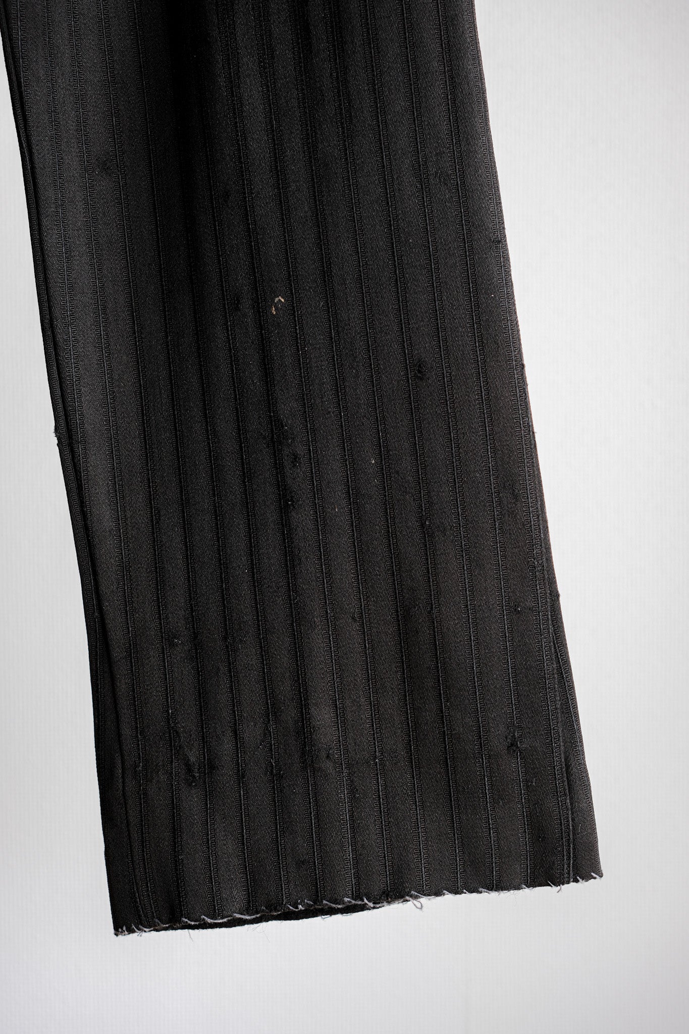 【~20's】French Vintage Black Wool Striped Work Pants "Indigo Cotton Lining"