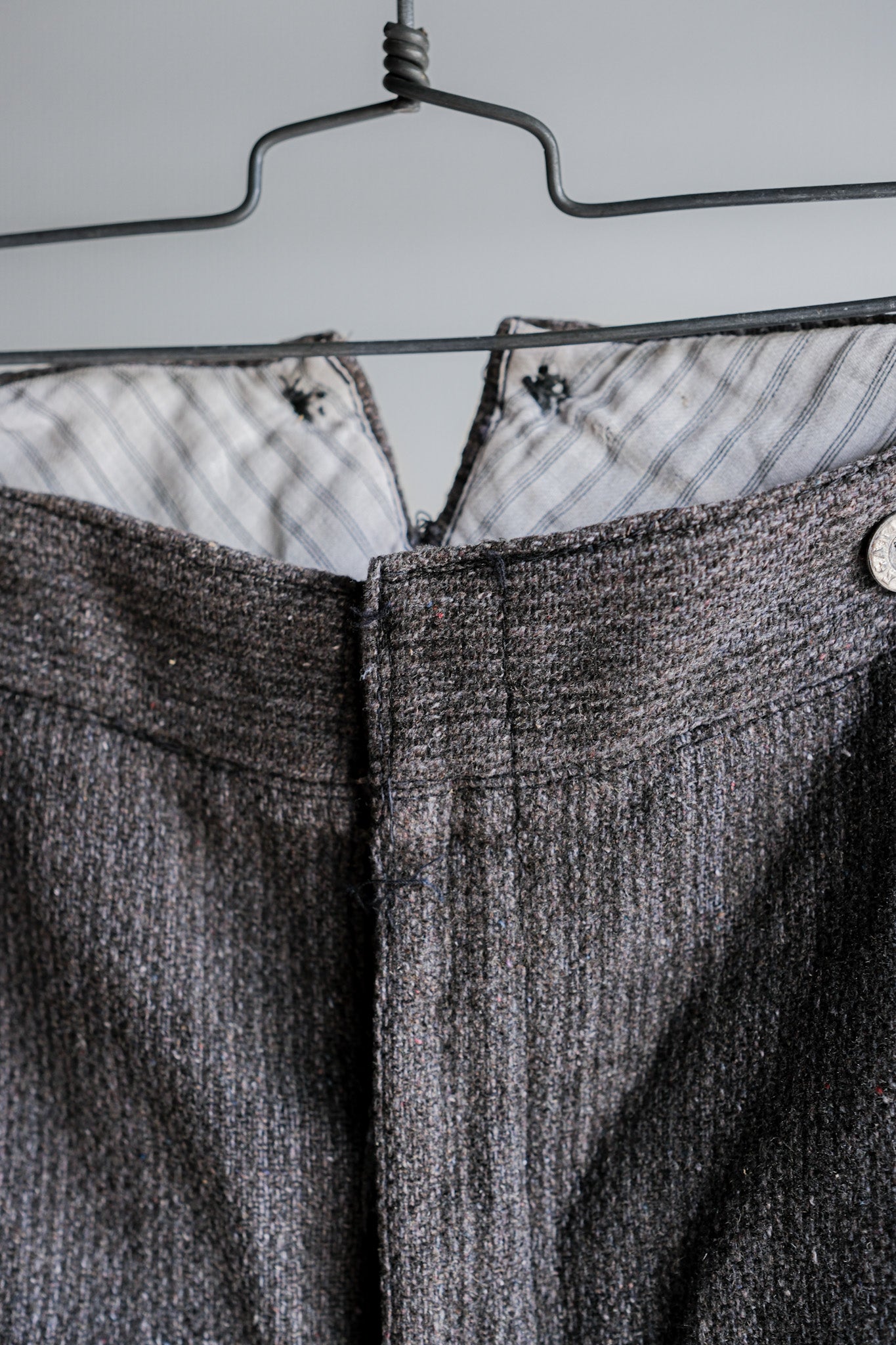 ［~30’s］French Vintage Gray Wool Striped Work Pants