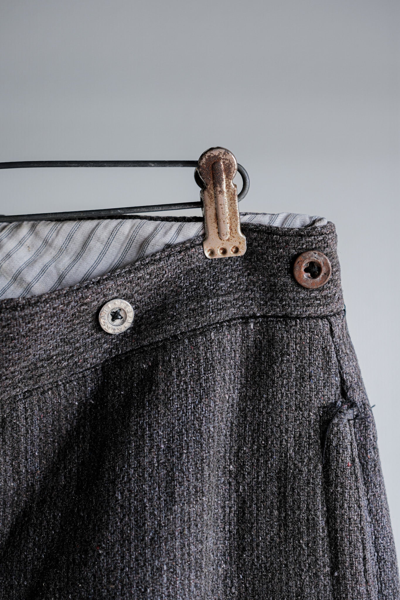 ［~30’s］French Vintage Gray Wool Striped Work Pants