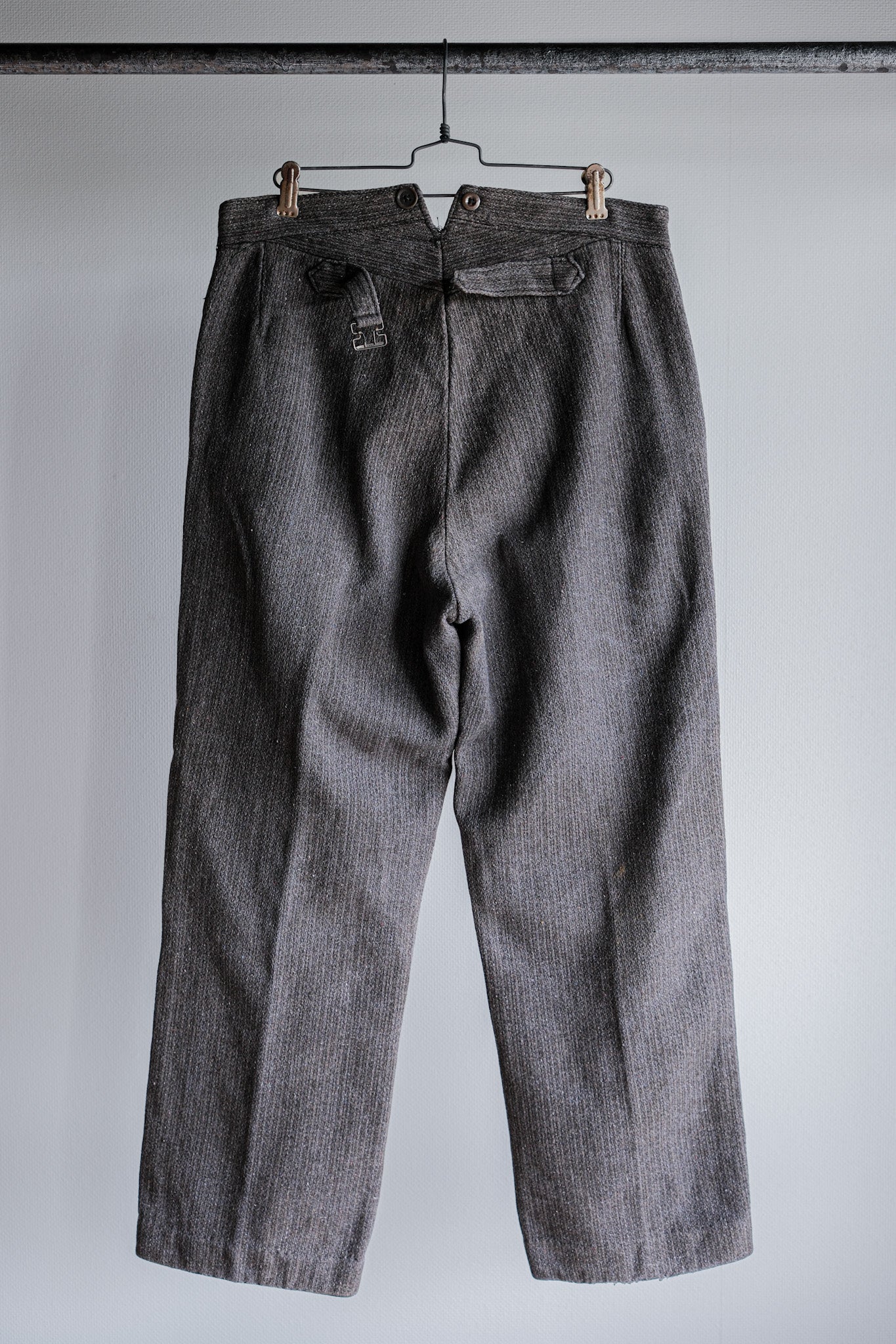 ［~30’s］French Vintage Gray Wool Striped Work Pants