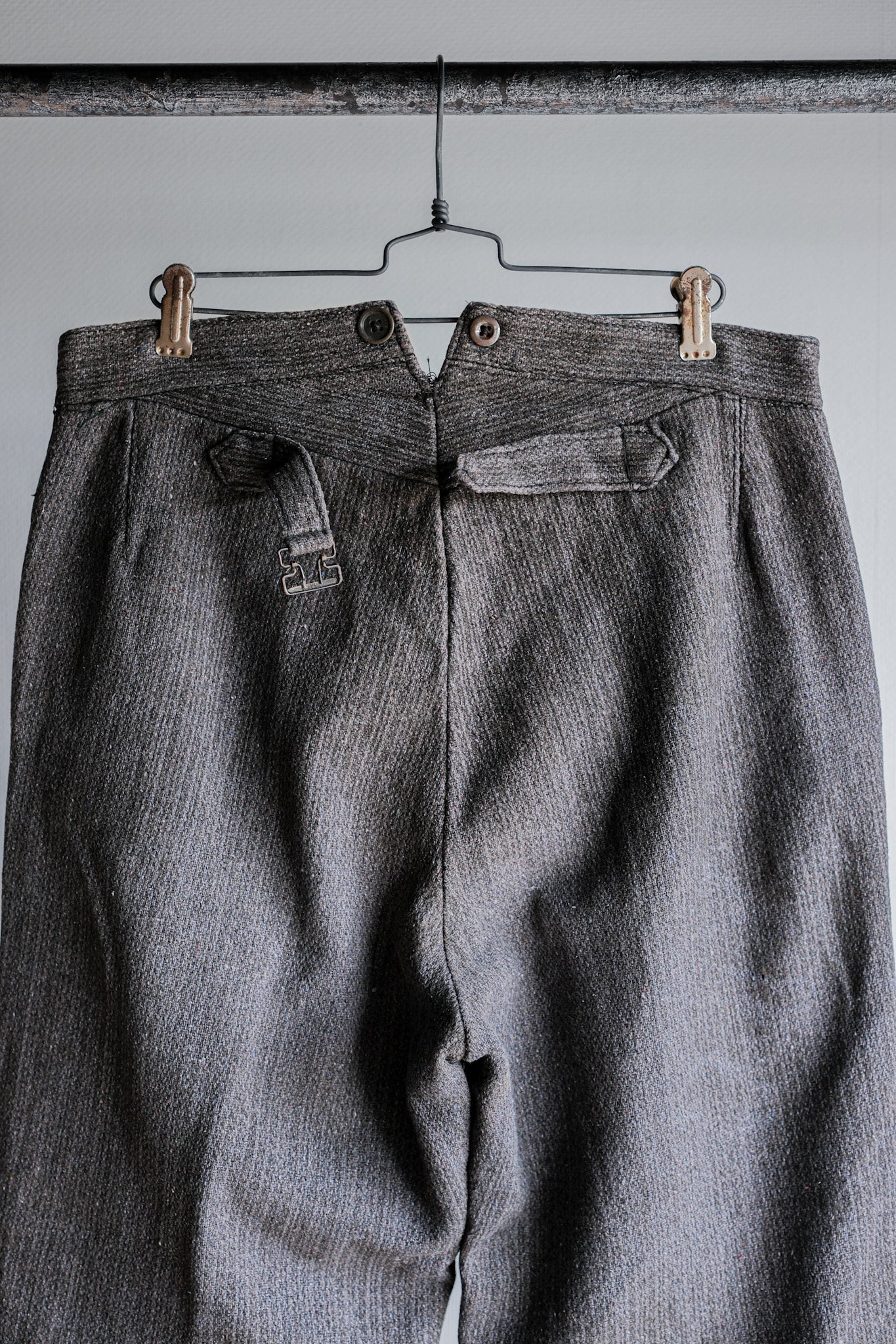 [~ 30's] French Vintage Gray Wool Striped Work Pants