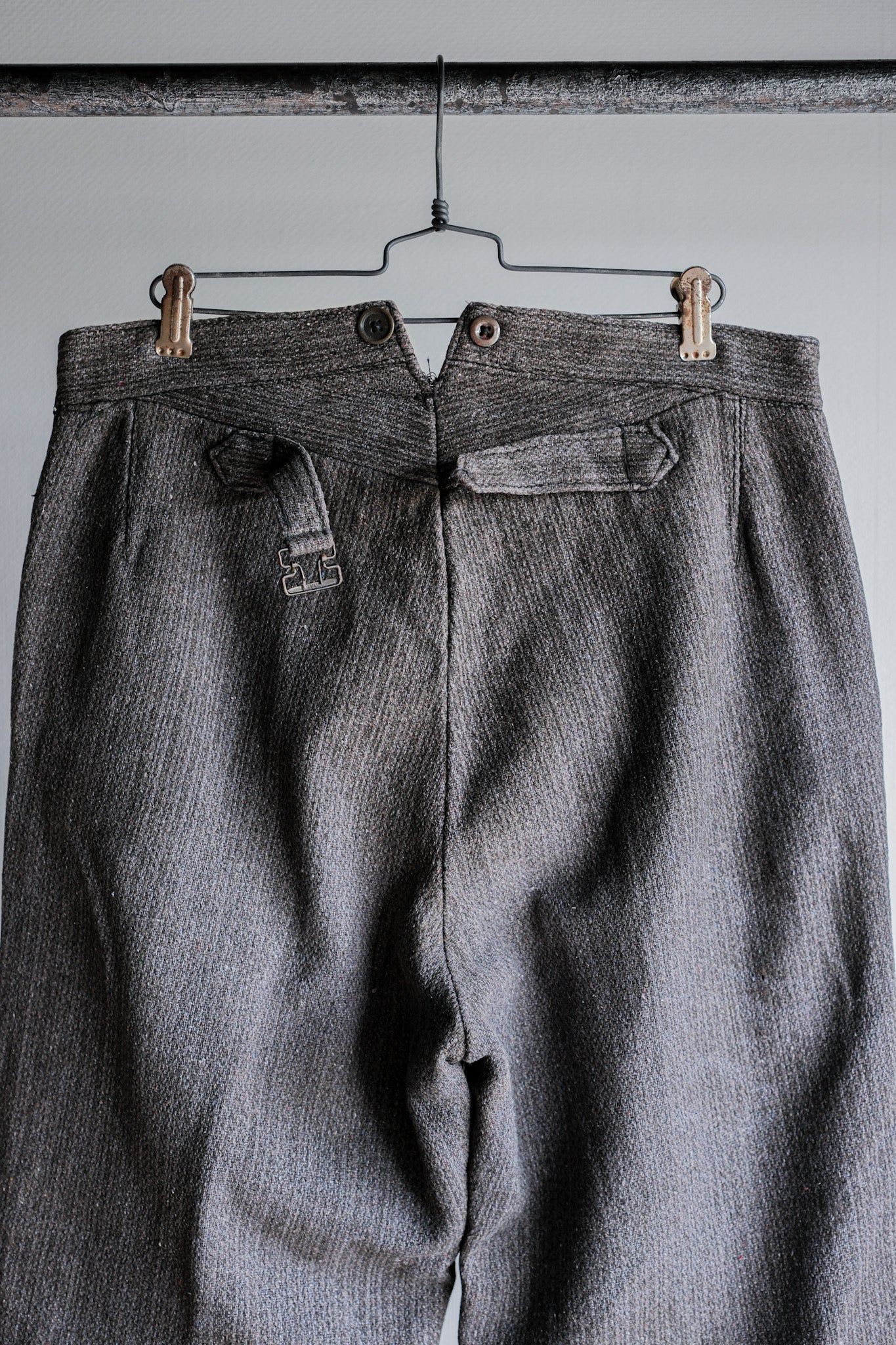 ［~30’s］French Vintage Gray Wool Striped Work Pants