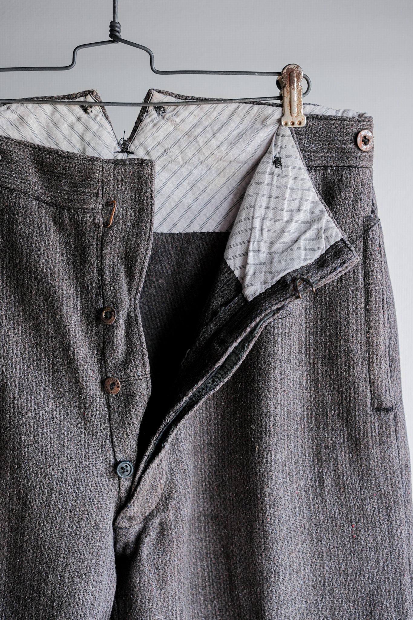 ［~30’s］French Vintage Gray Wool Striped Work Pants