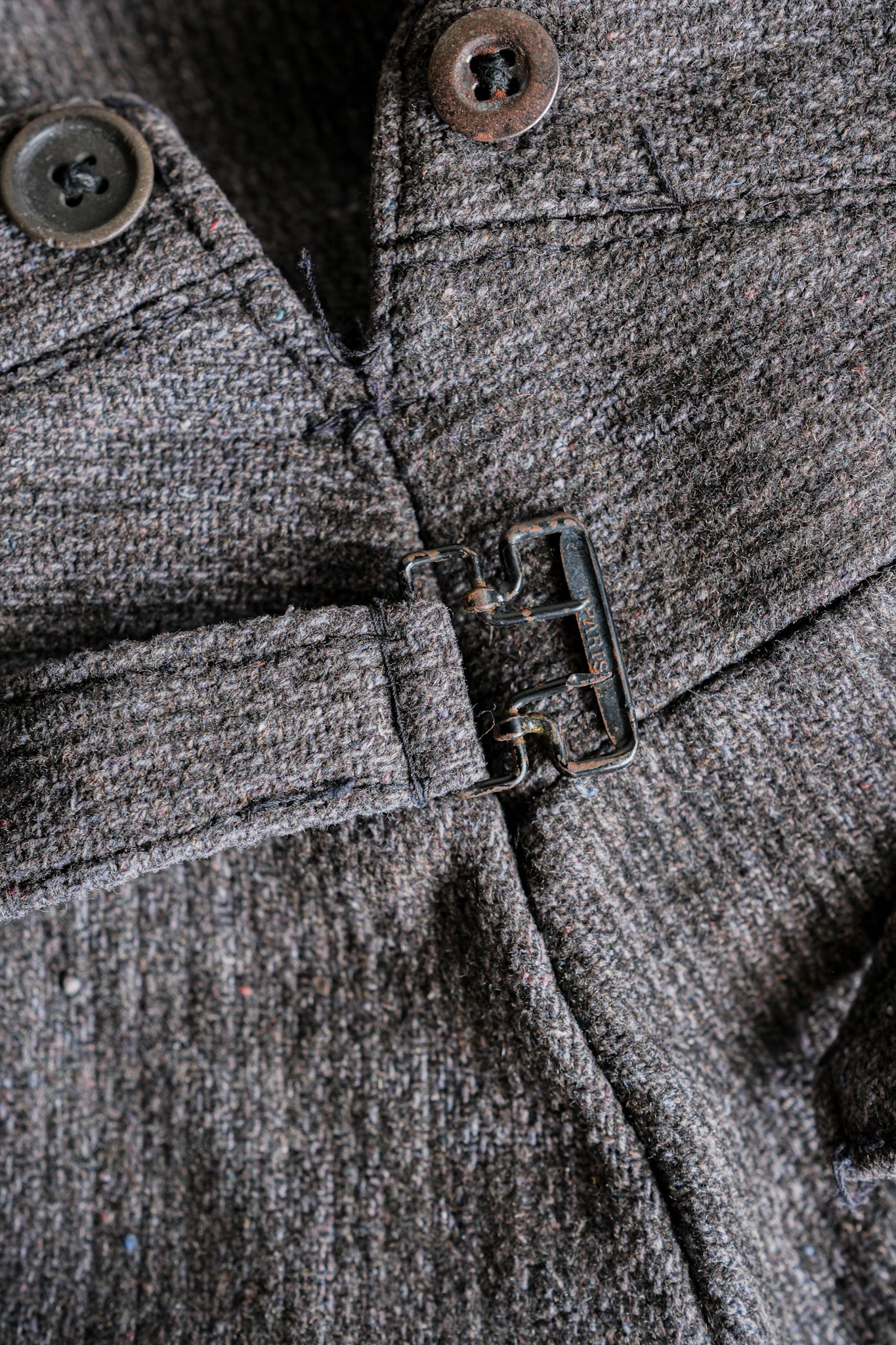 [~ 30's] French Vintage Gray Wool Striped Work Pants