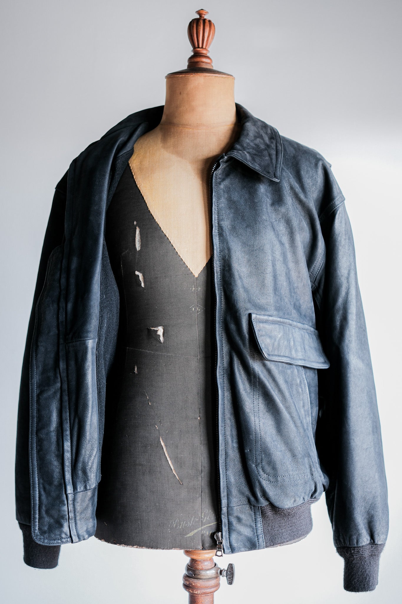 ［~80's］Old SERAPHIN Deerskin Leather Blouson With Chin Strap Size.50